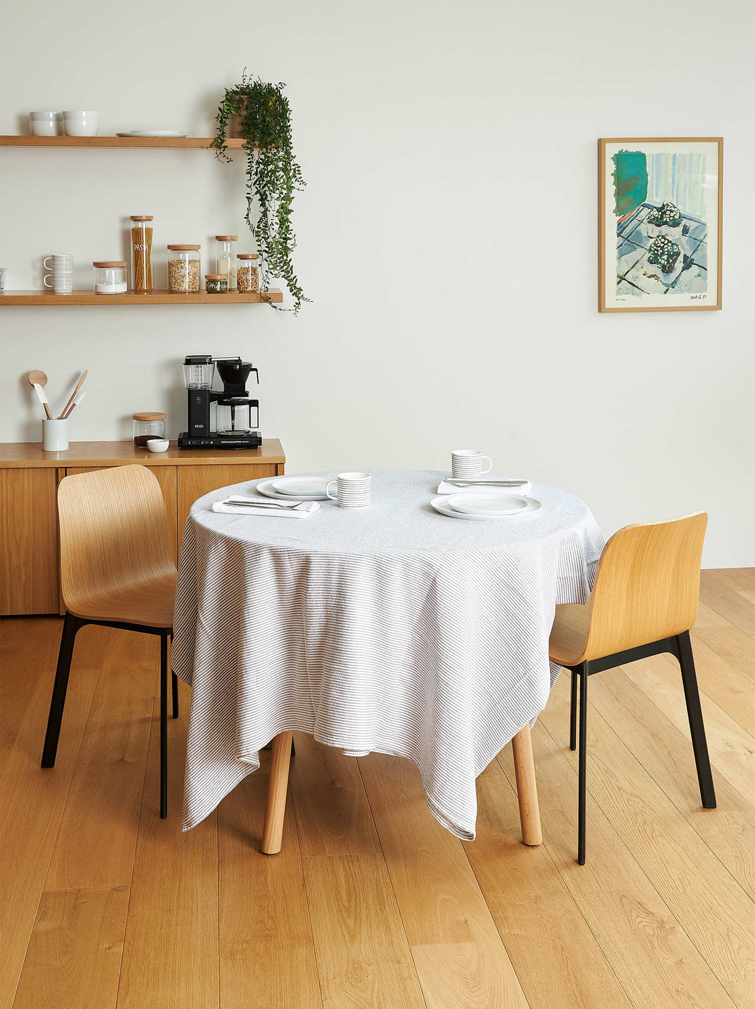 Stripe Washed Cotton Tablecloth Grey / 180x280cm