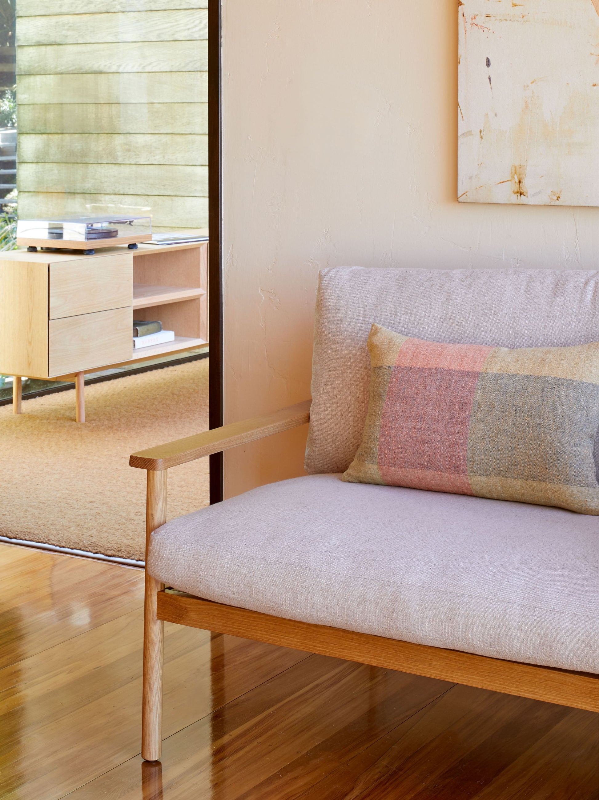 Oban Handwoven Linen Cushion Cover Heron/Multi / 50x30cm