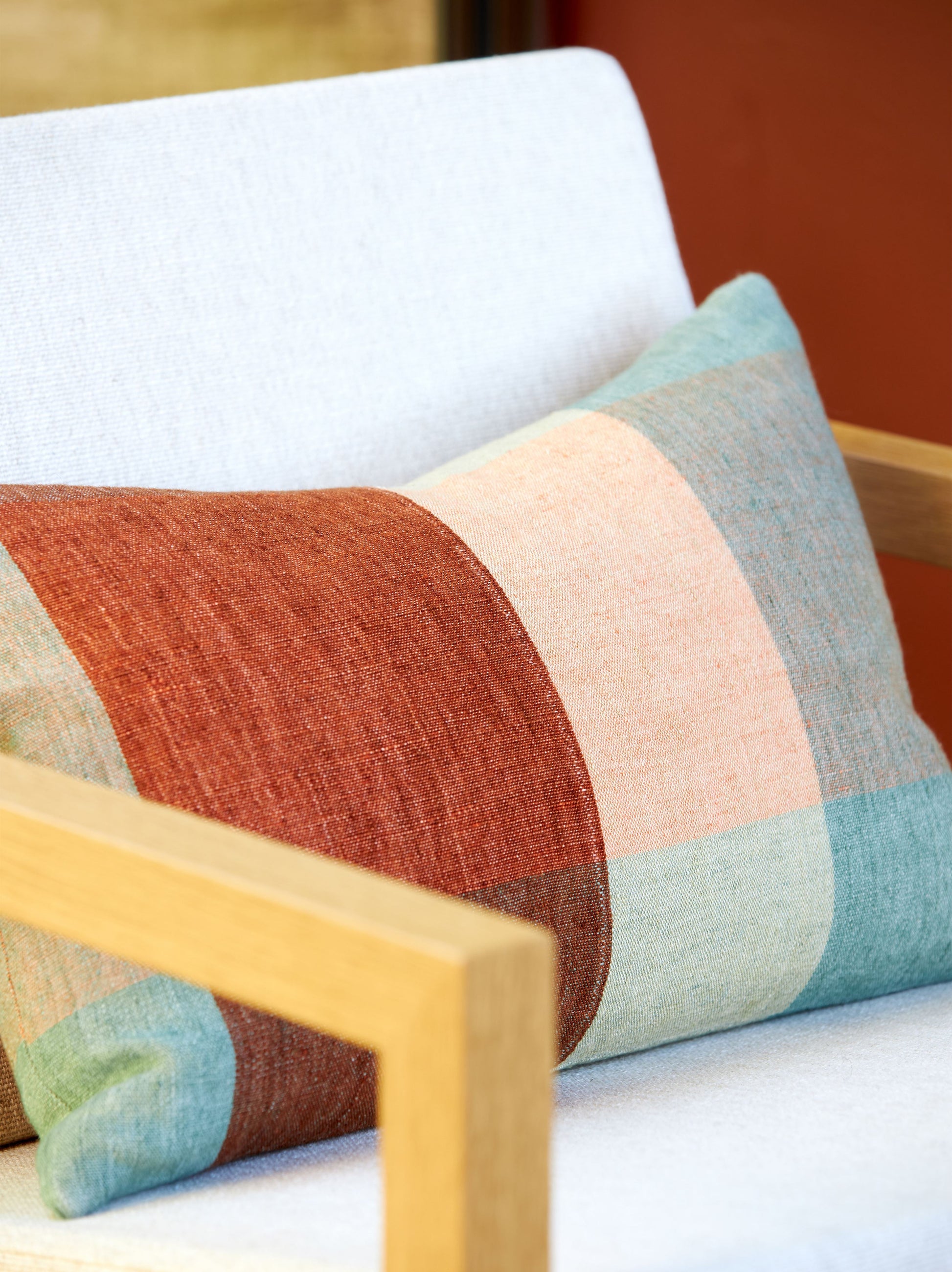 Clyde Handwoven Linen Cushion Cover Pea/Multi / 50x30cm