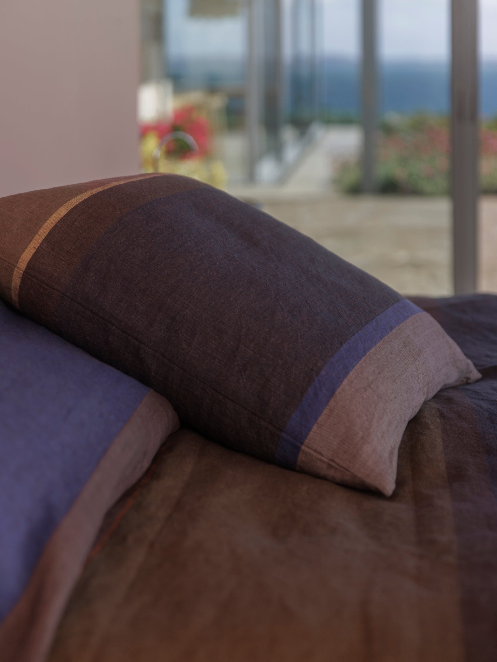 Obi Euro Cushion Cover Blue Black/Dijon / 65x65cm