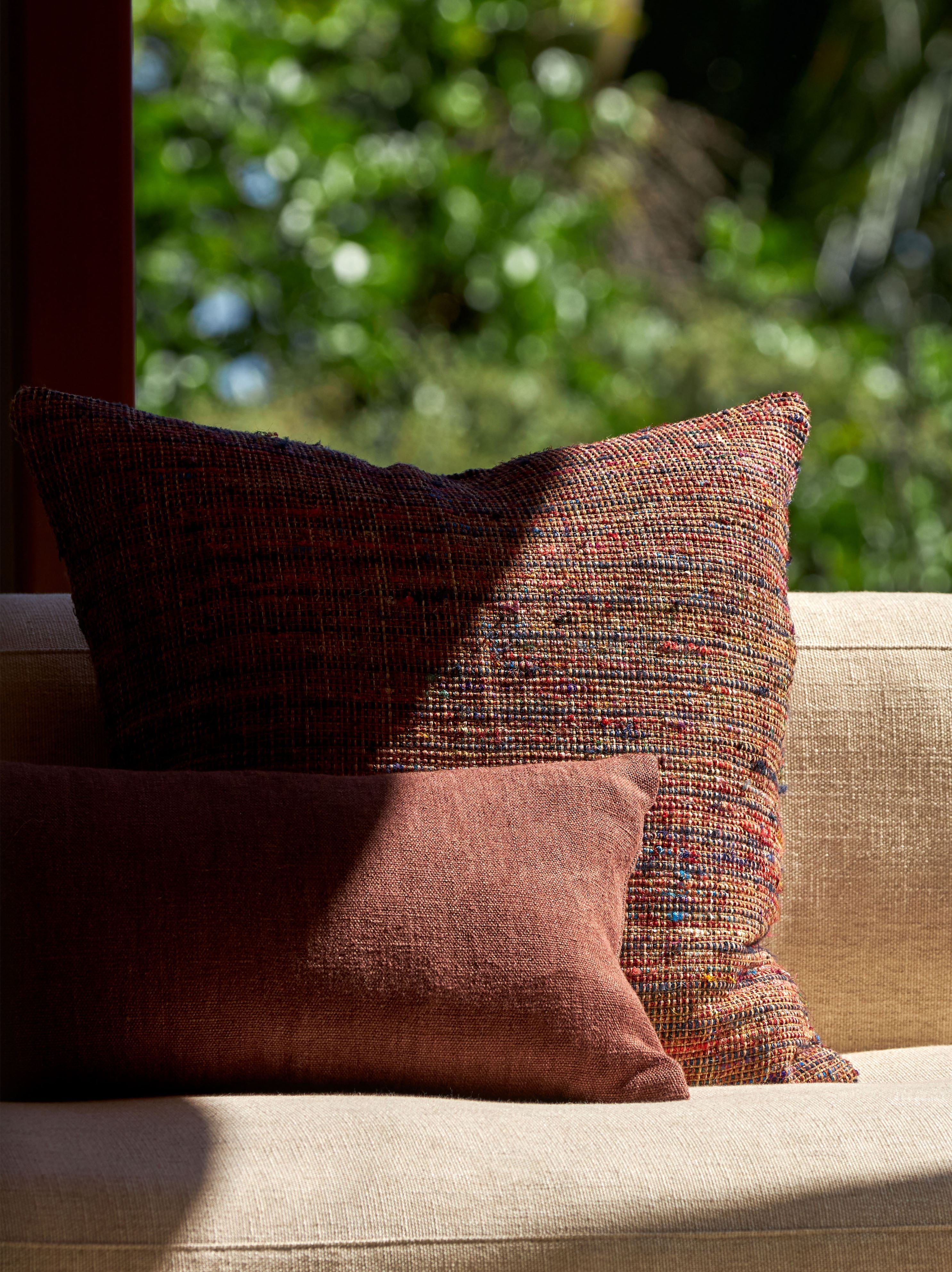 Edmund Silk Blend Cushion Cover Brick/Multi / 55x55cm