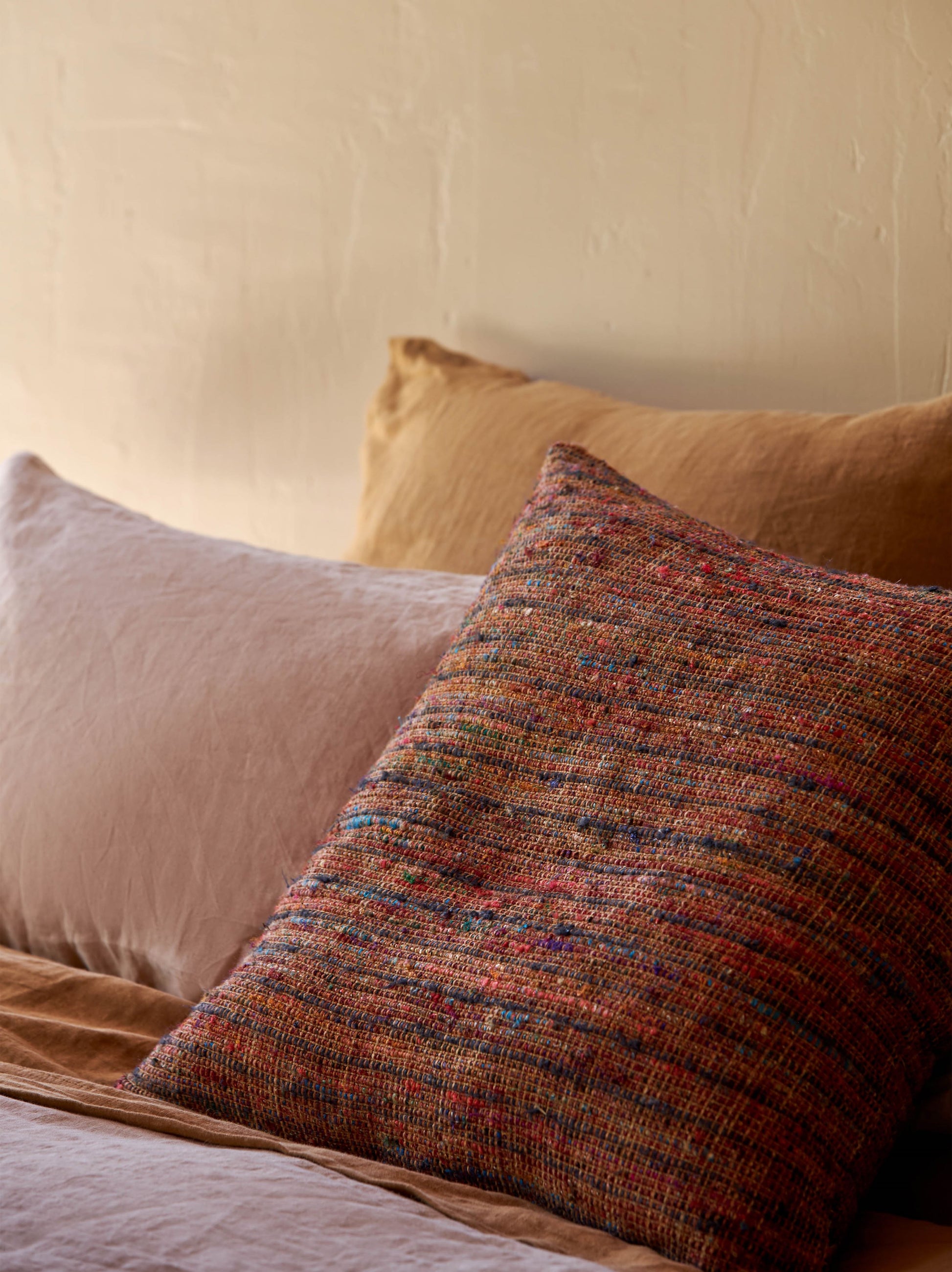 Edmund Silk Blend Cushion Cover Brick/Multi / 55x55cm