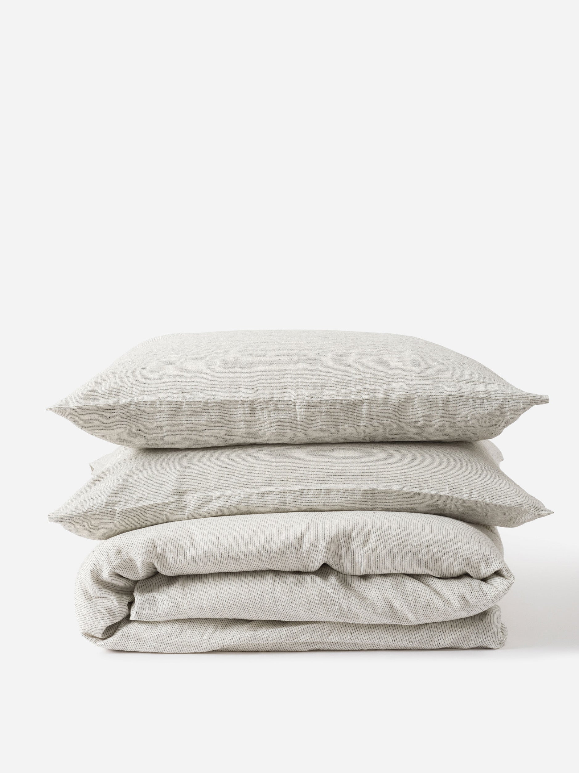 Pinstripe Linen Duvet Cover Pepper/Chalk / King Single/Double