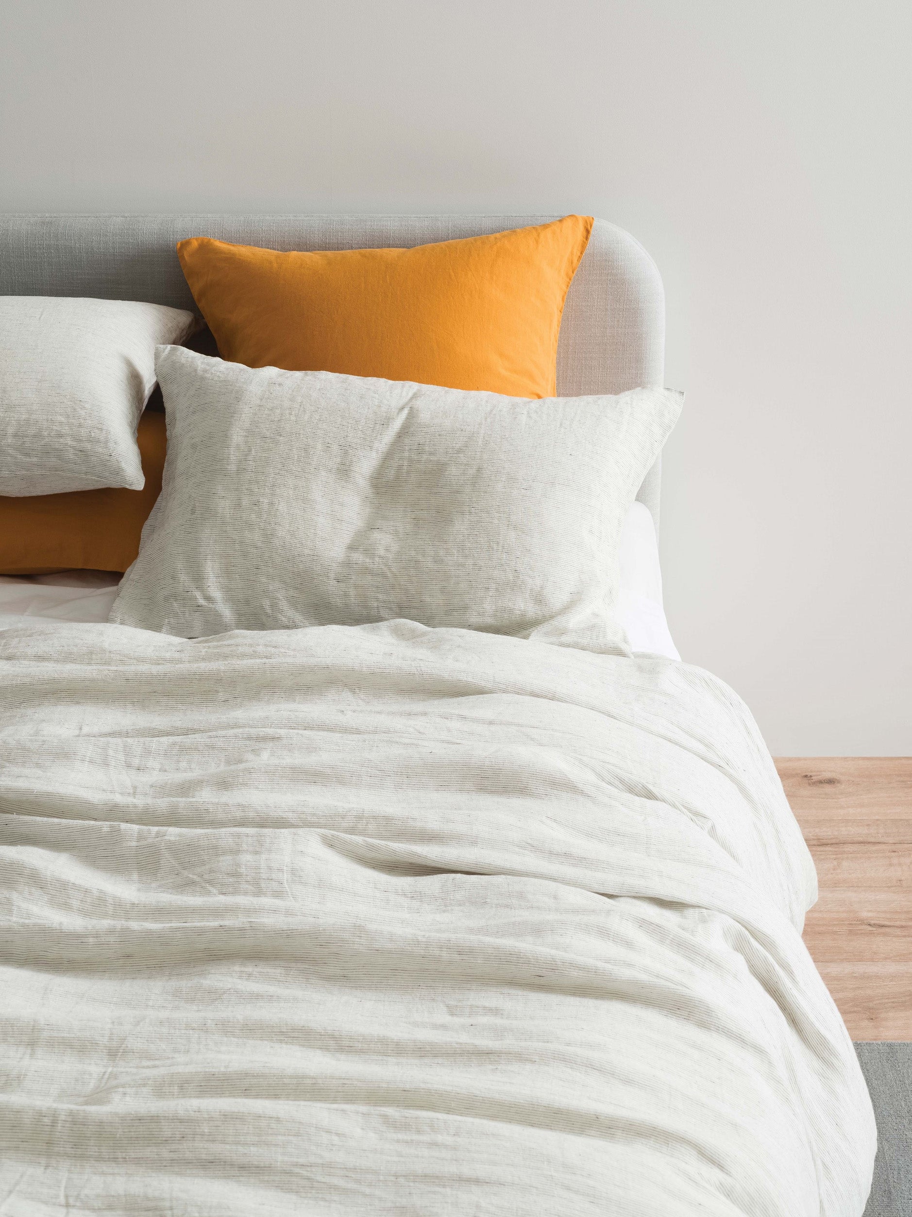 Pinstripe Linen Duvet Cover Pepper/Chalk / Super King