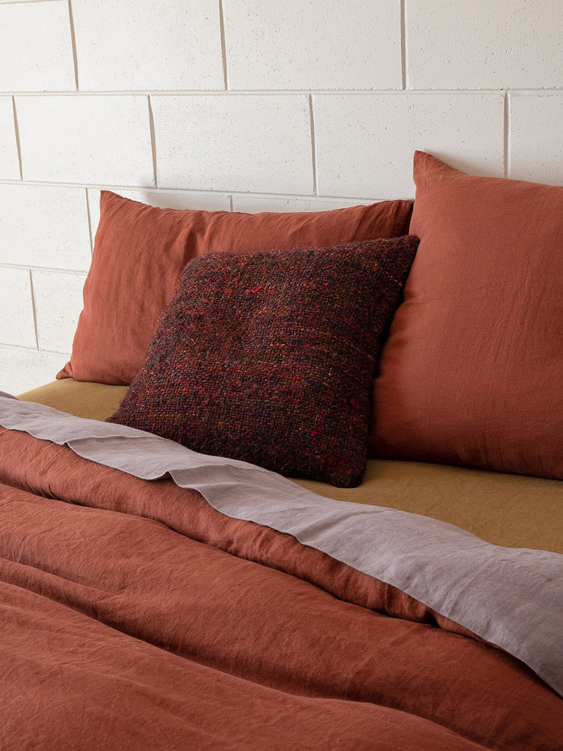 Brick Linen Duvet Cover Brick / King Single/Double