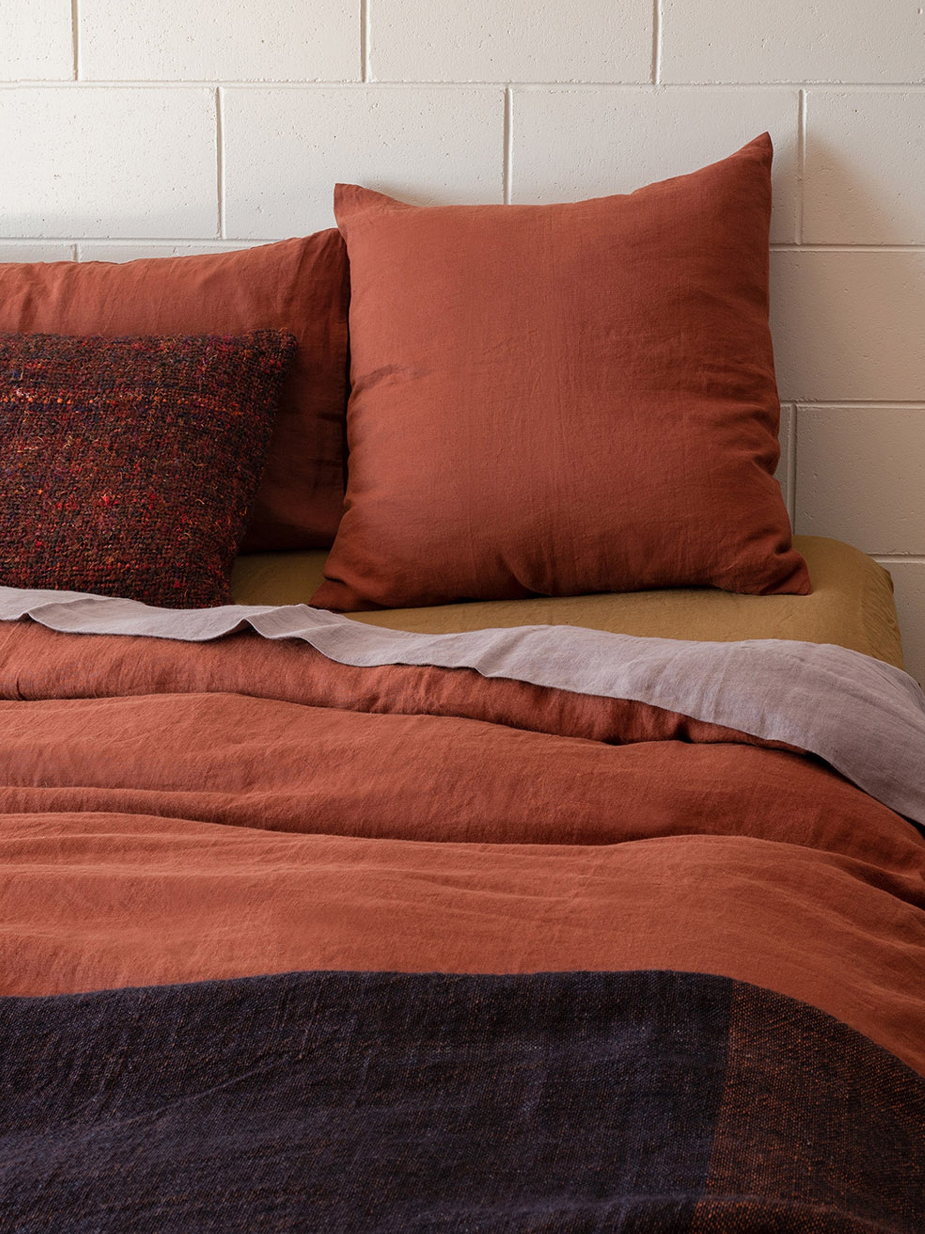 Brick Linen Duvet Cover Brick / Queen