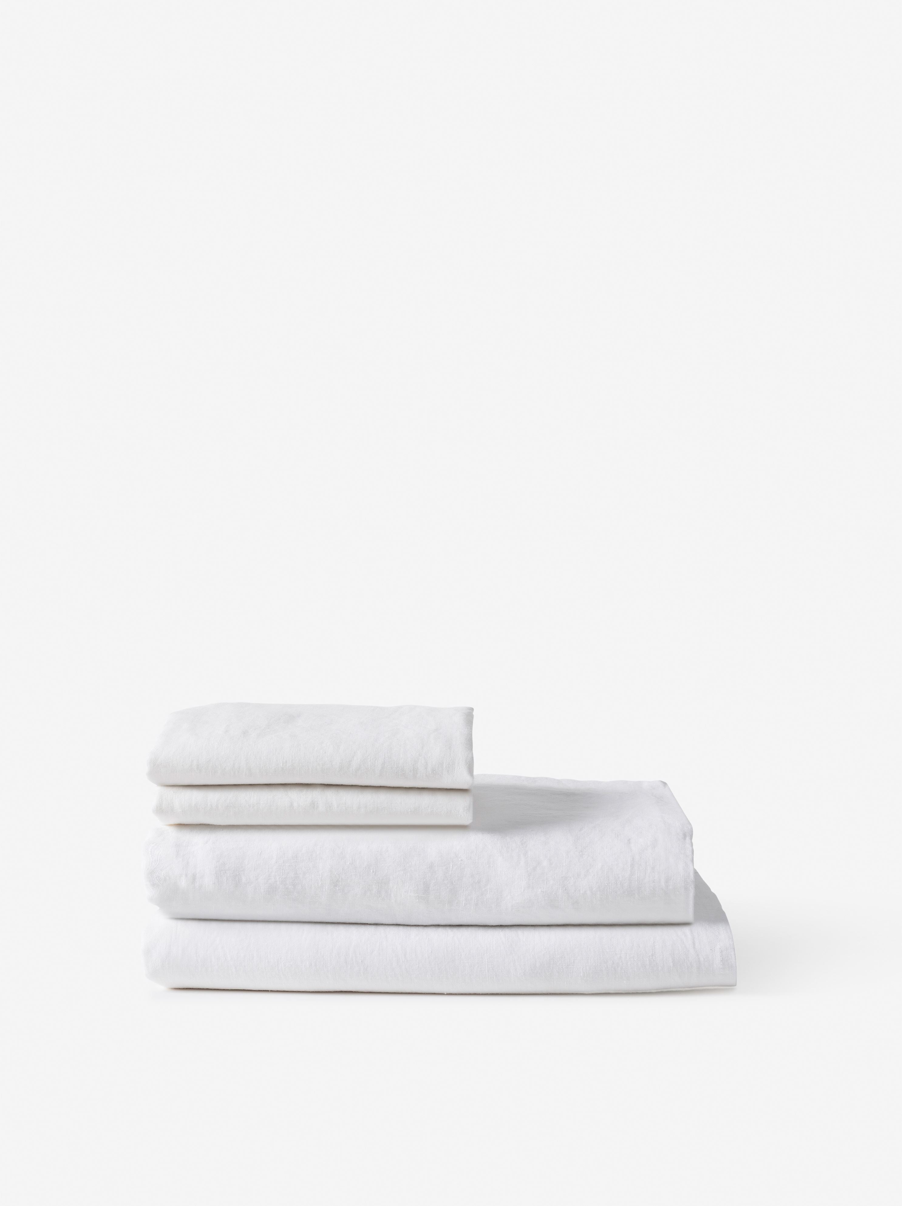 White Linen Fitted Sheet White / Queen