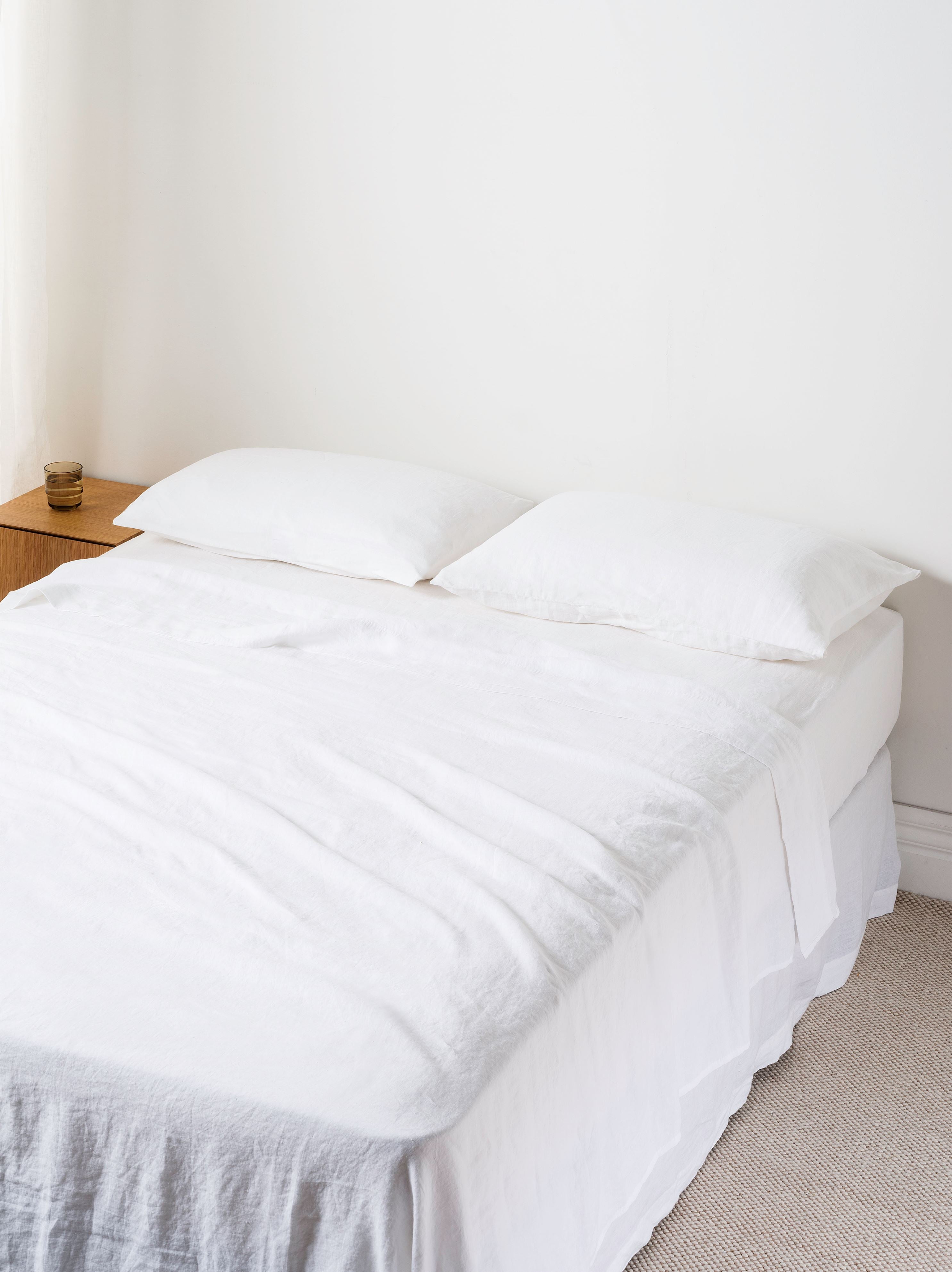 White Linen Fitted Sheet White / Super King