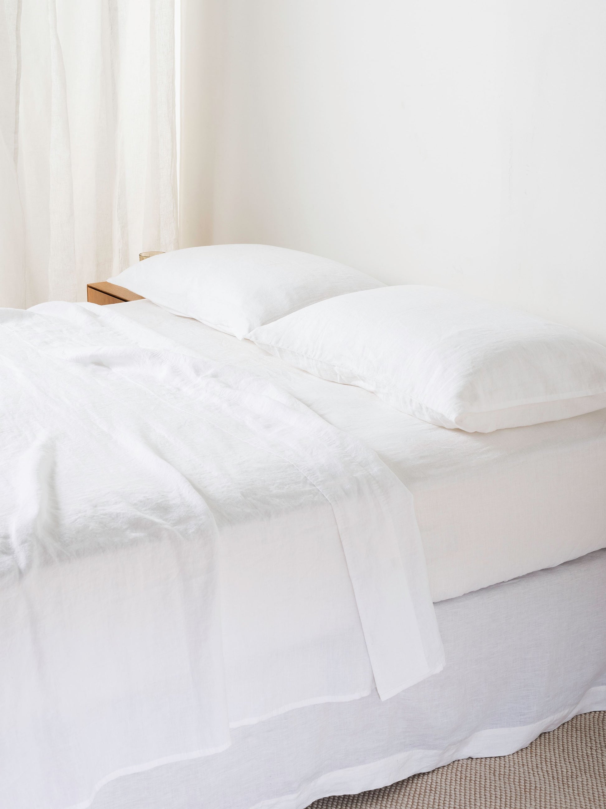 White Linen Fitted Sheet White / Super King