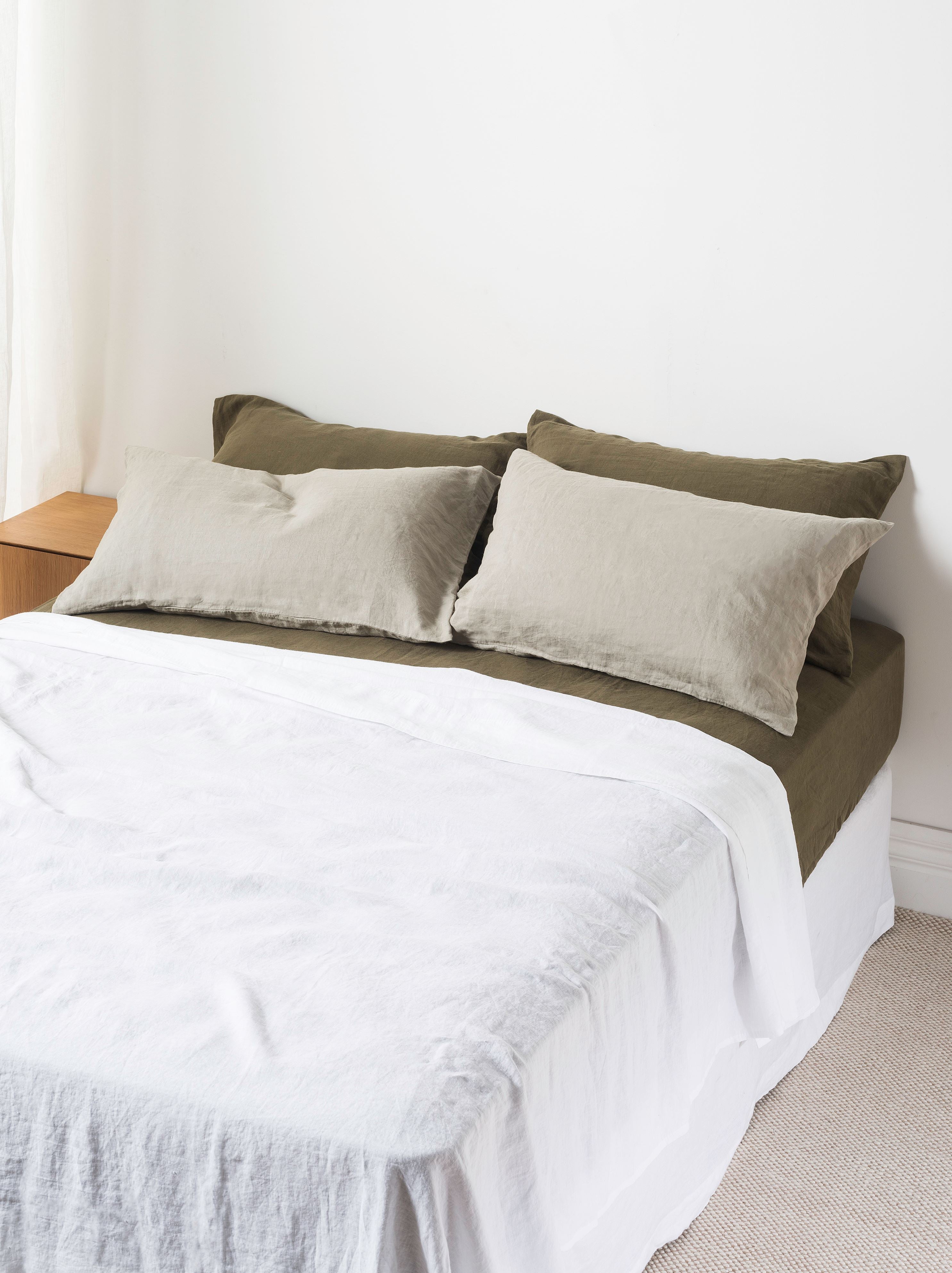 White Linen Flat Sheet White / King