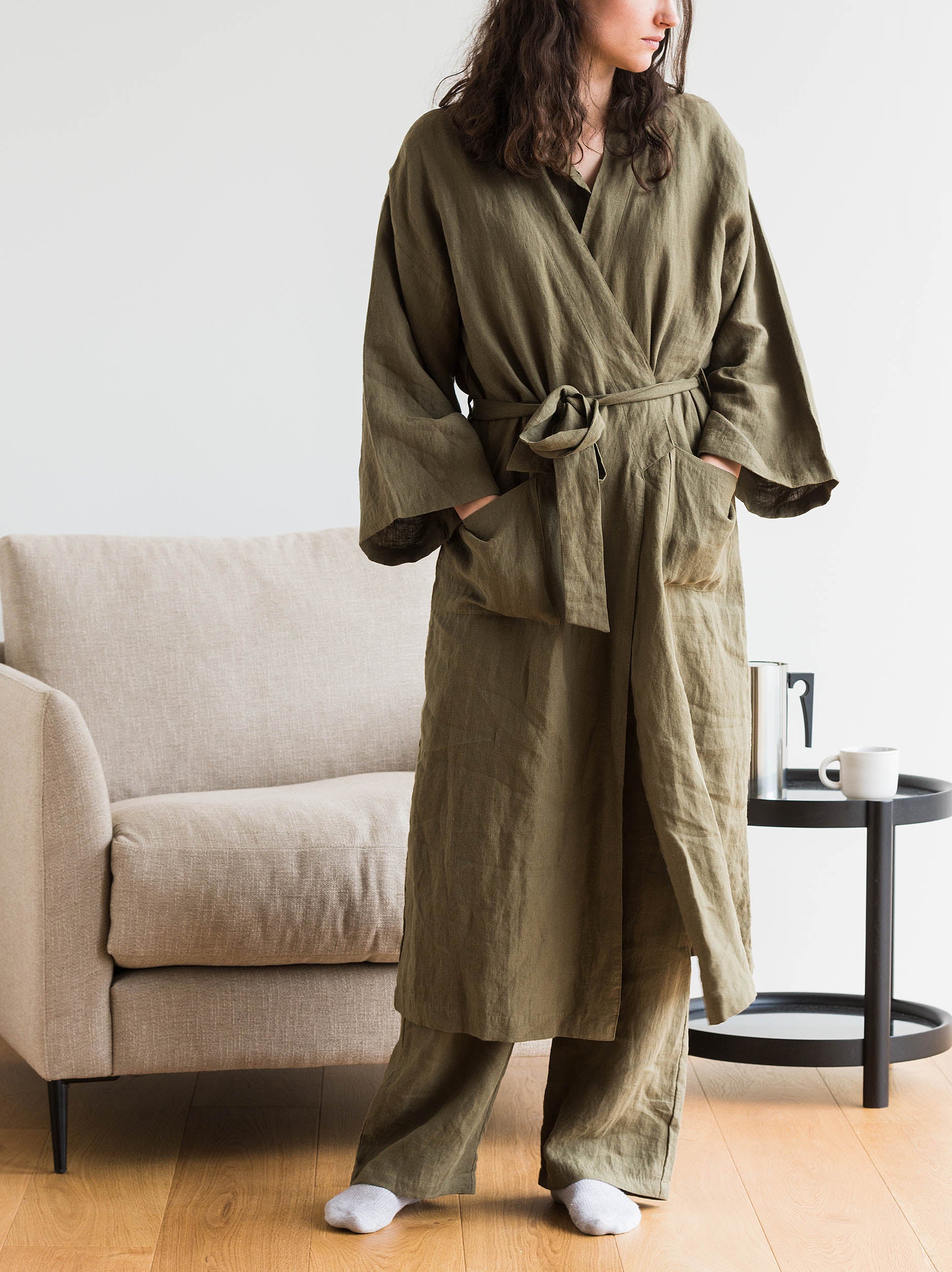 Ivy Linen Robe Ivy / Large