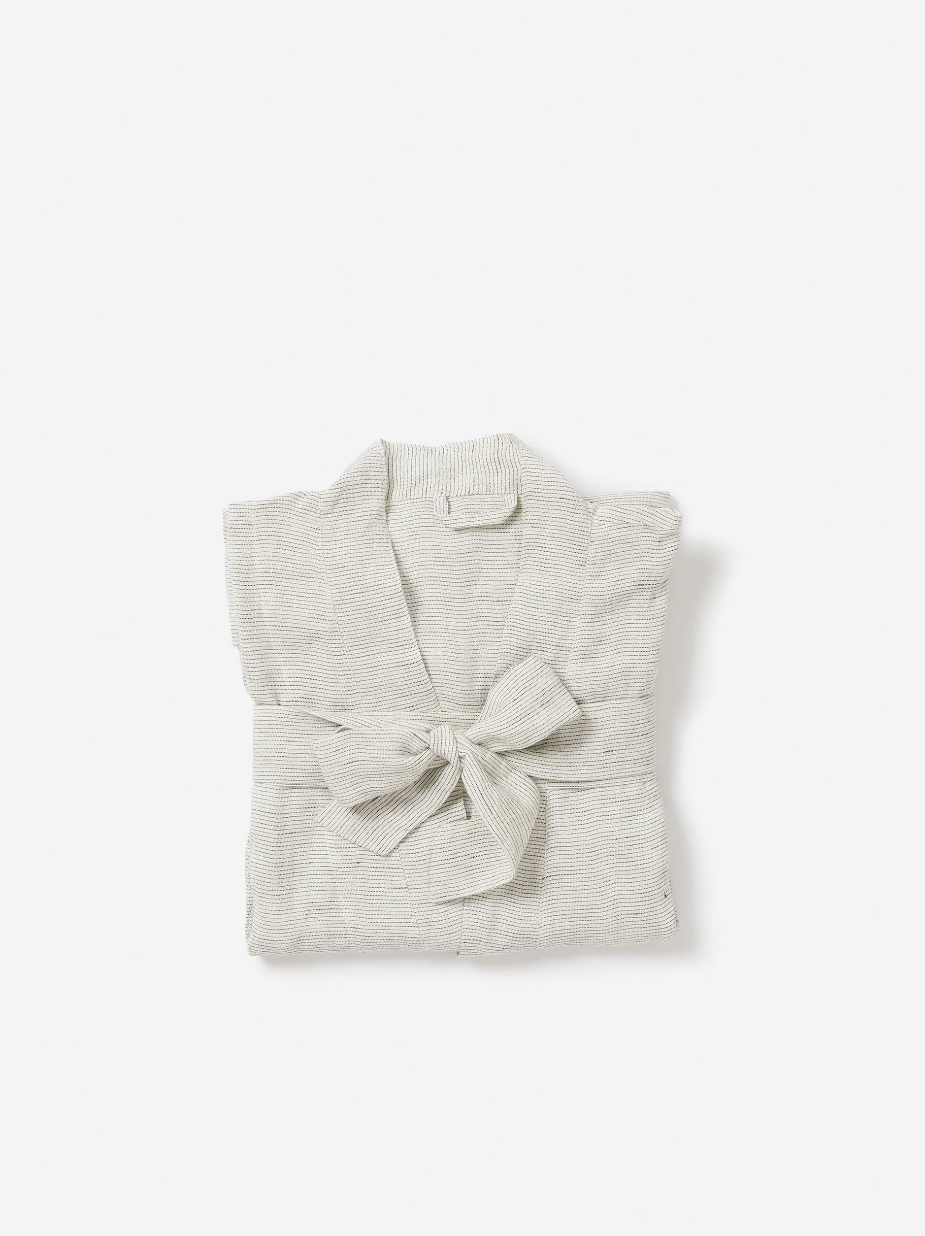 Pinstripe Linen Robe Pepper/Chalk / Small/Medium