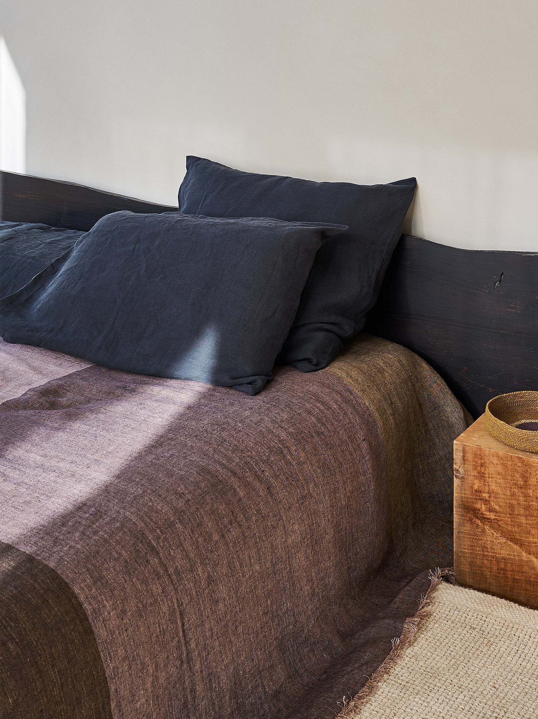 Blue Black Linen Euro Pillowcase Blue Black / Euro Pillowcase