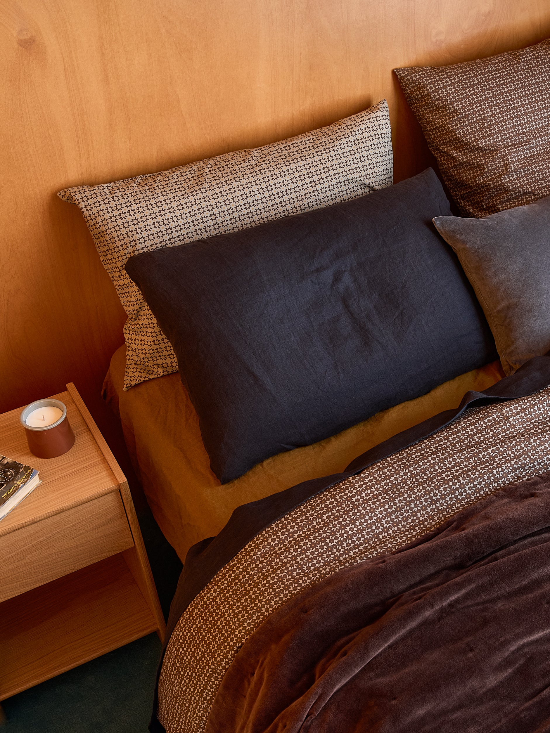 Blue Black Linen Pillowcase Pair Blue Black / Pillowcase Pair