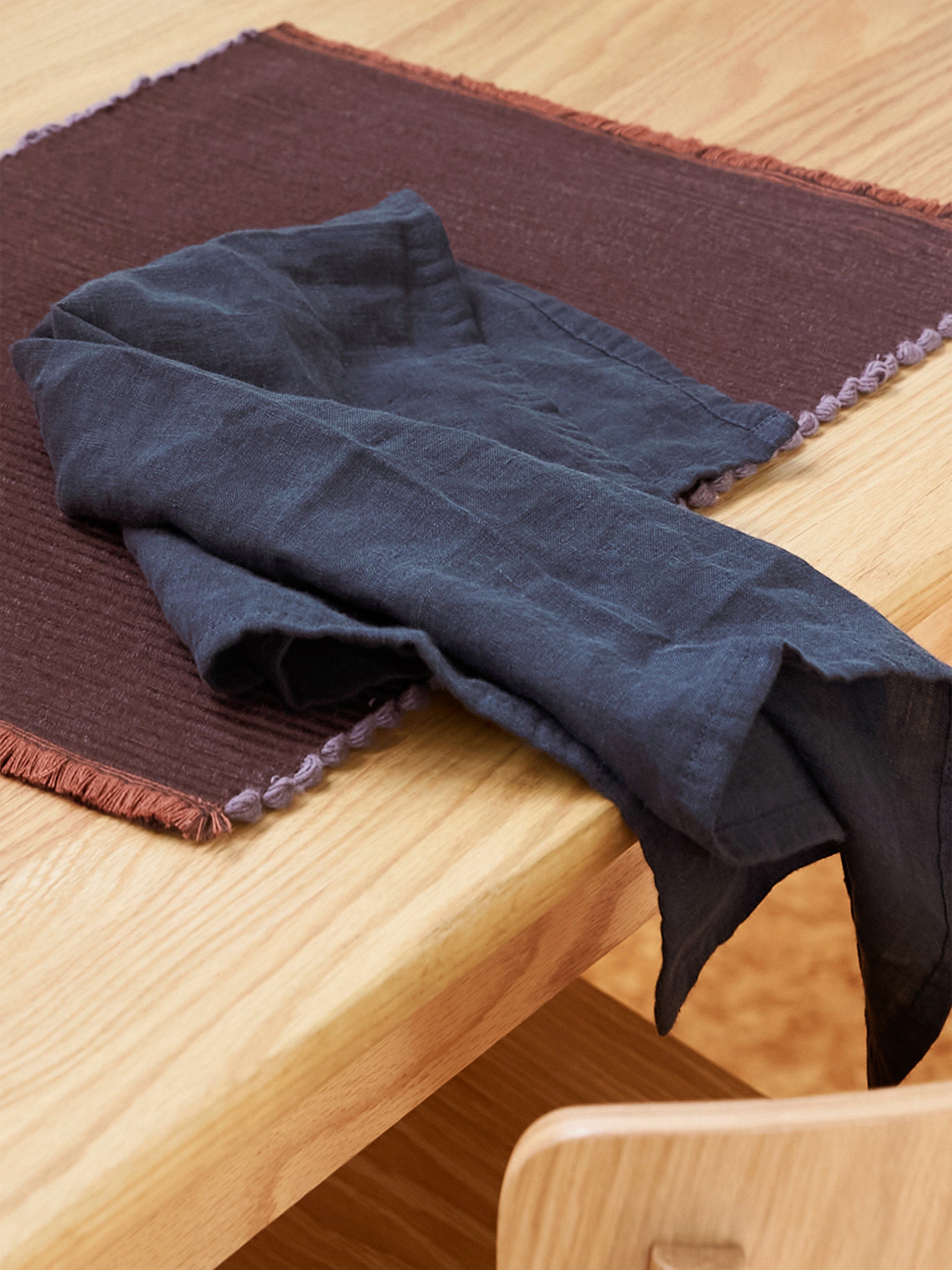 Blue Black Linen Napkin Blue Black / 45x45cm