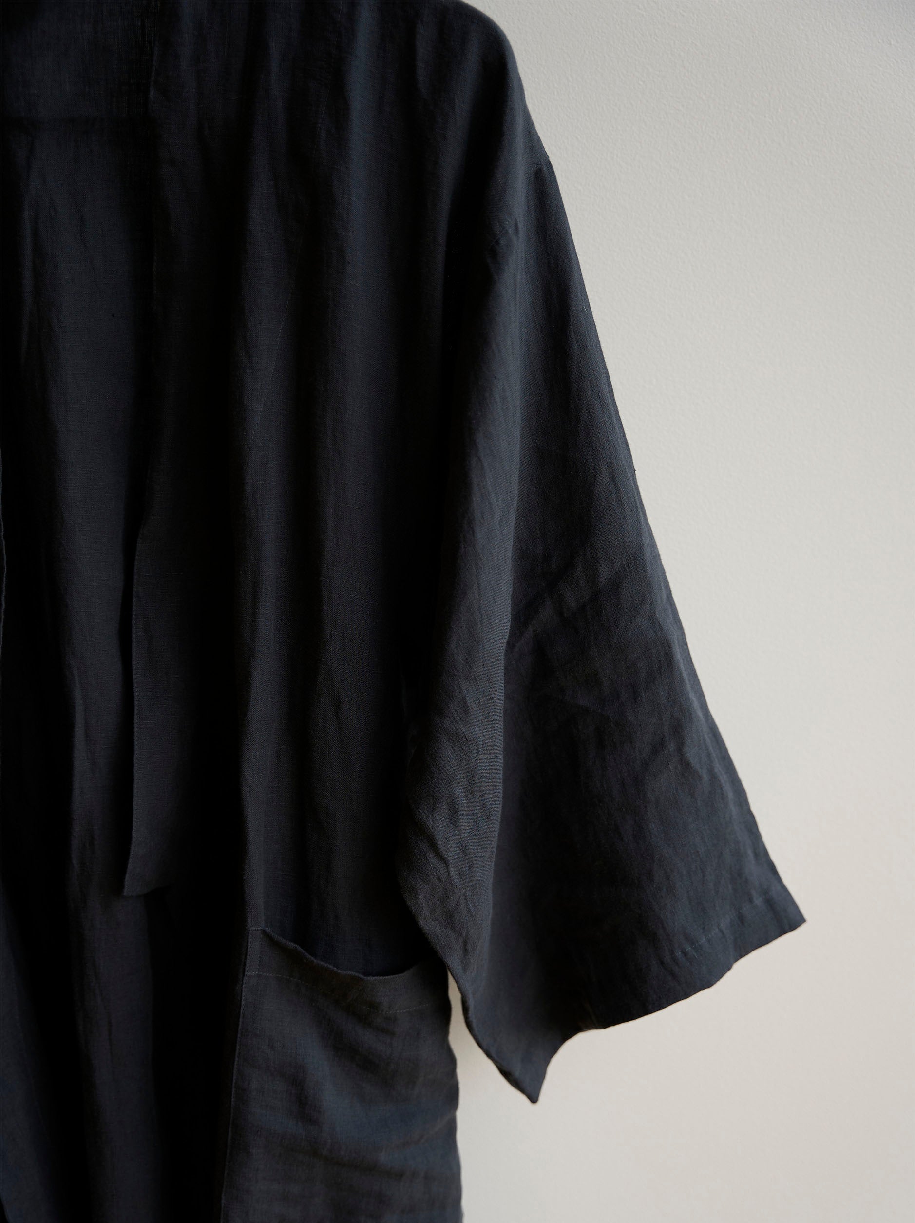 Blue Black Mens Linen Robe Blue Black / Large/X-Large