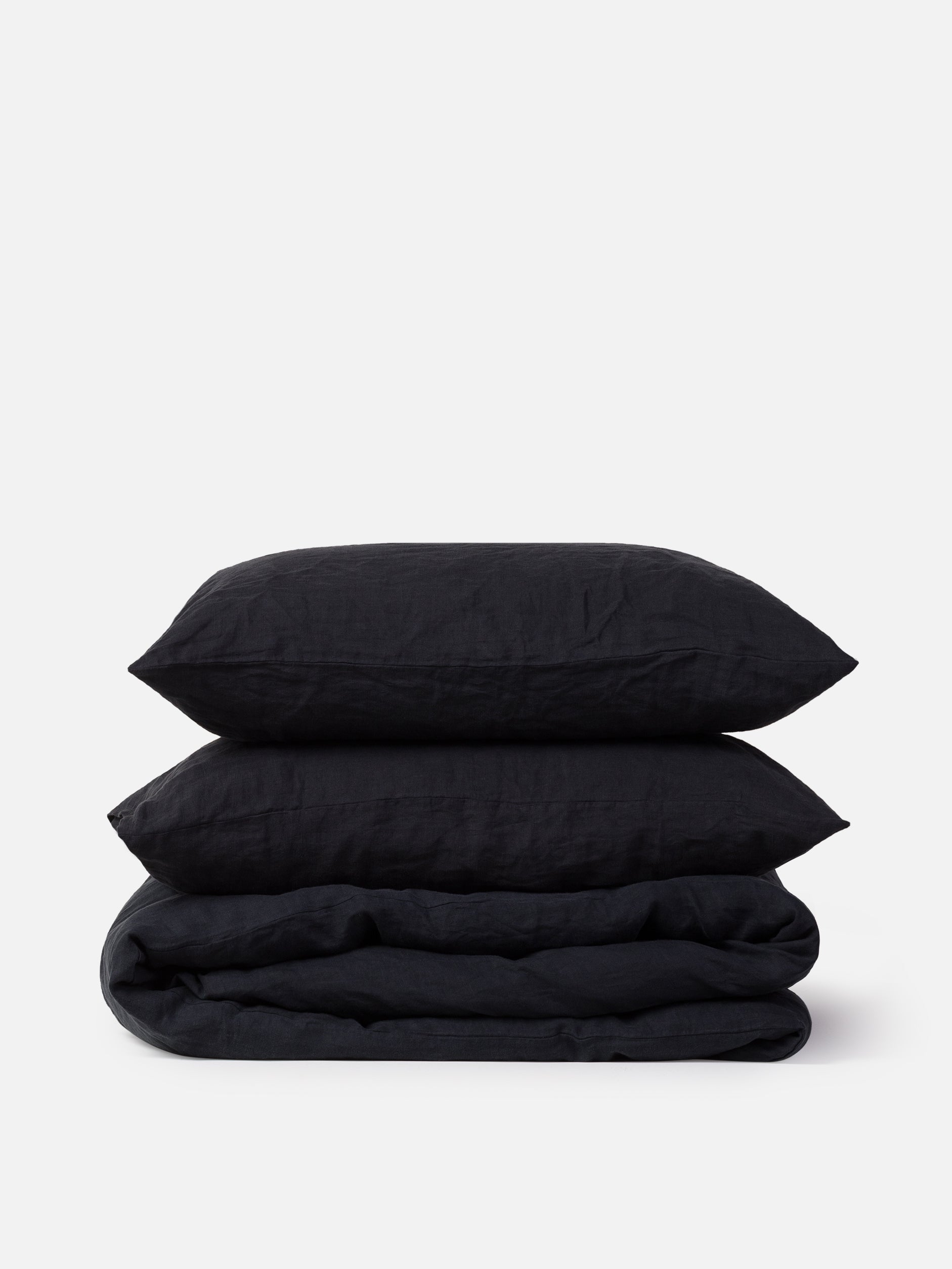 Blue Black Linen Duvet Cover Blue Black / King