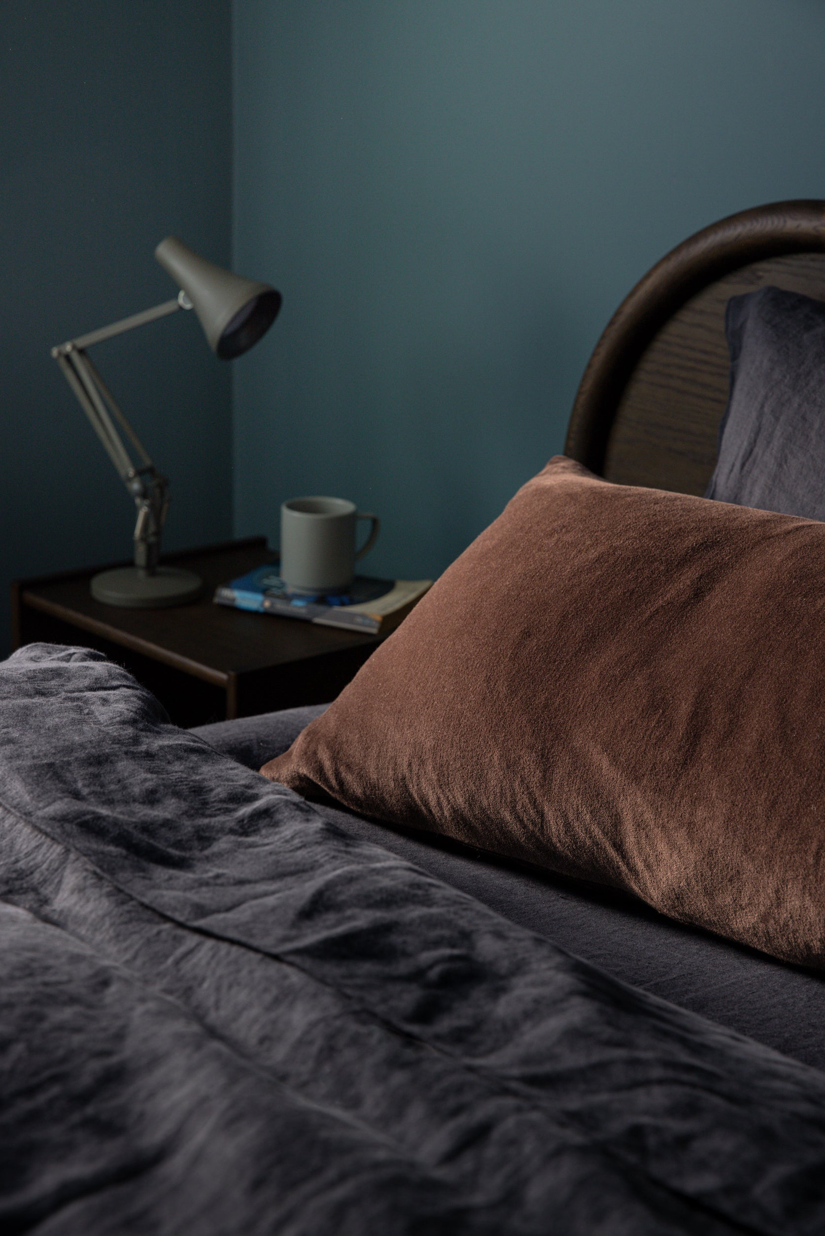 Blue Black Linen Duvet Cover Blue Black / King