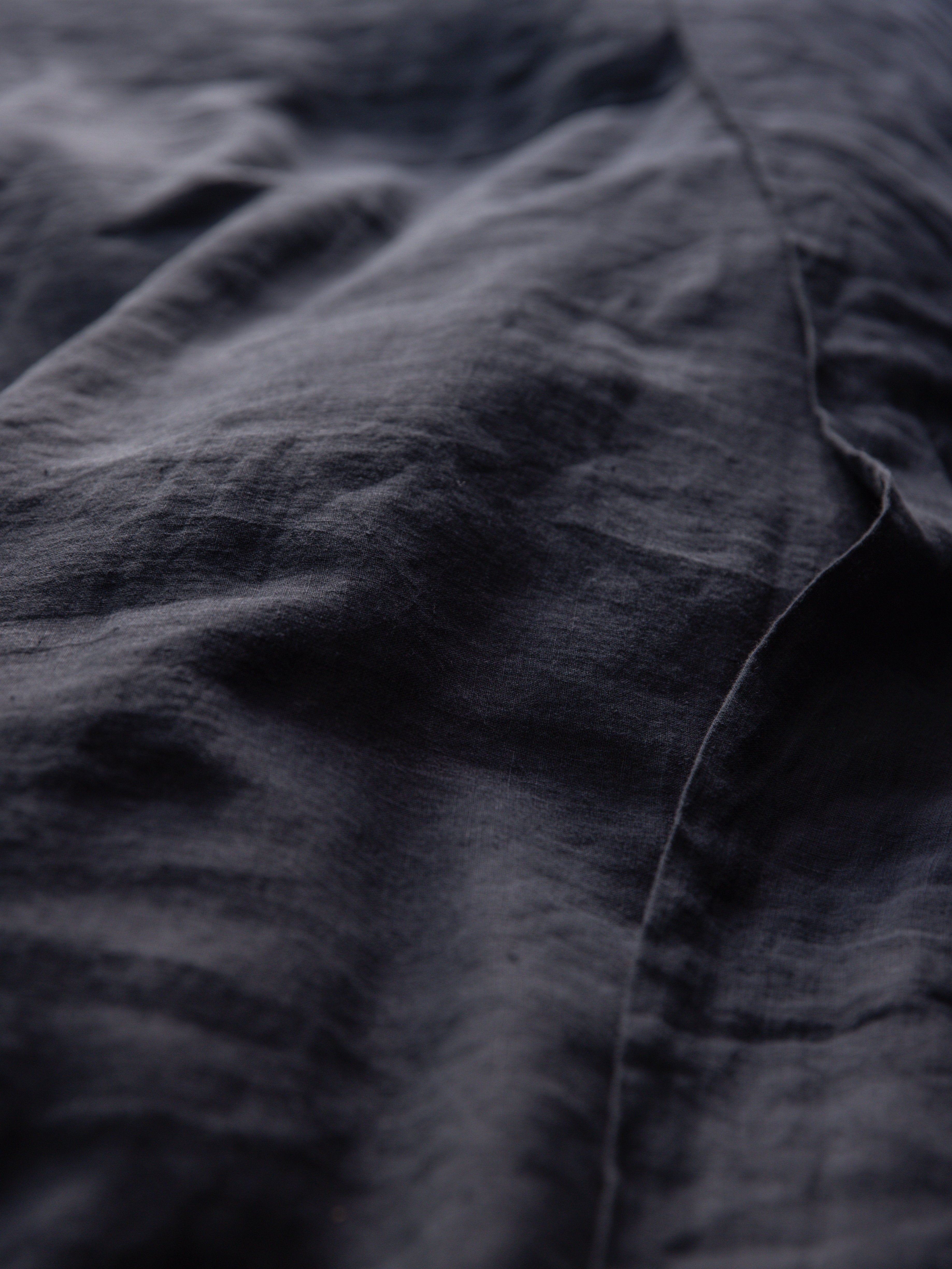 Blue Black Linen Duvet Cover Blue Black / Queen