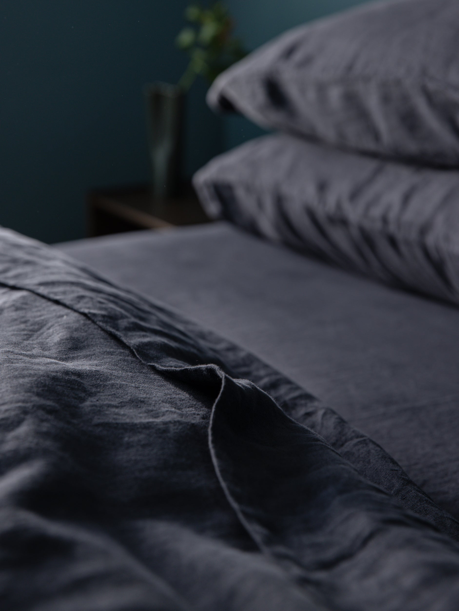 Blue Black Linen Duvet Cover Blue Black / Queen