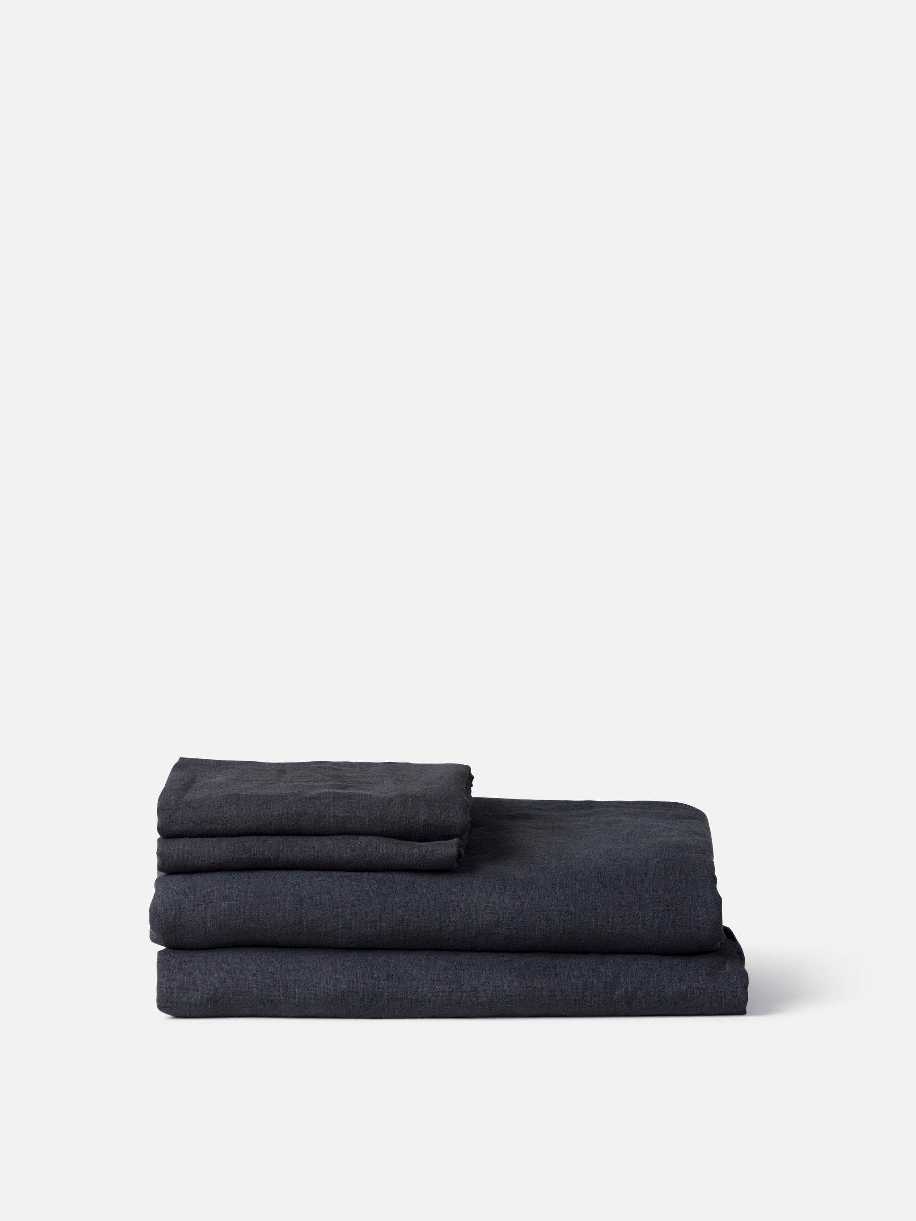 Blue Black Linen Fitted Sheet Blue Black / King
