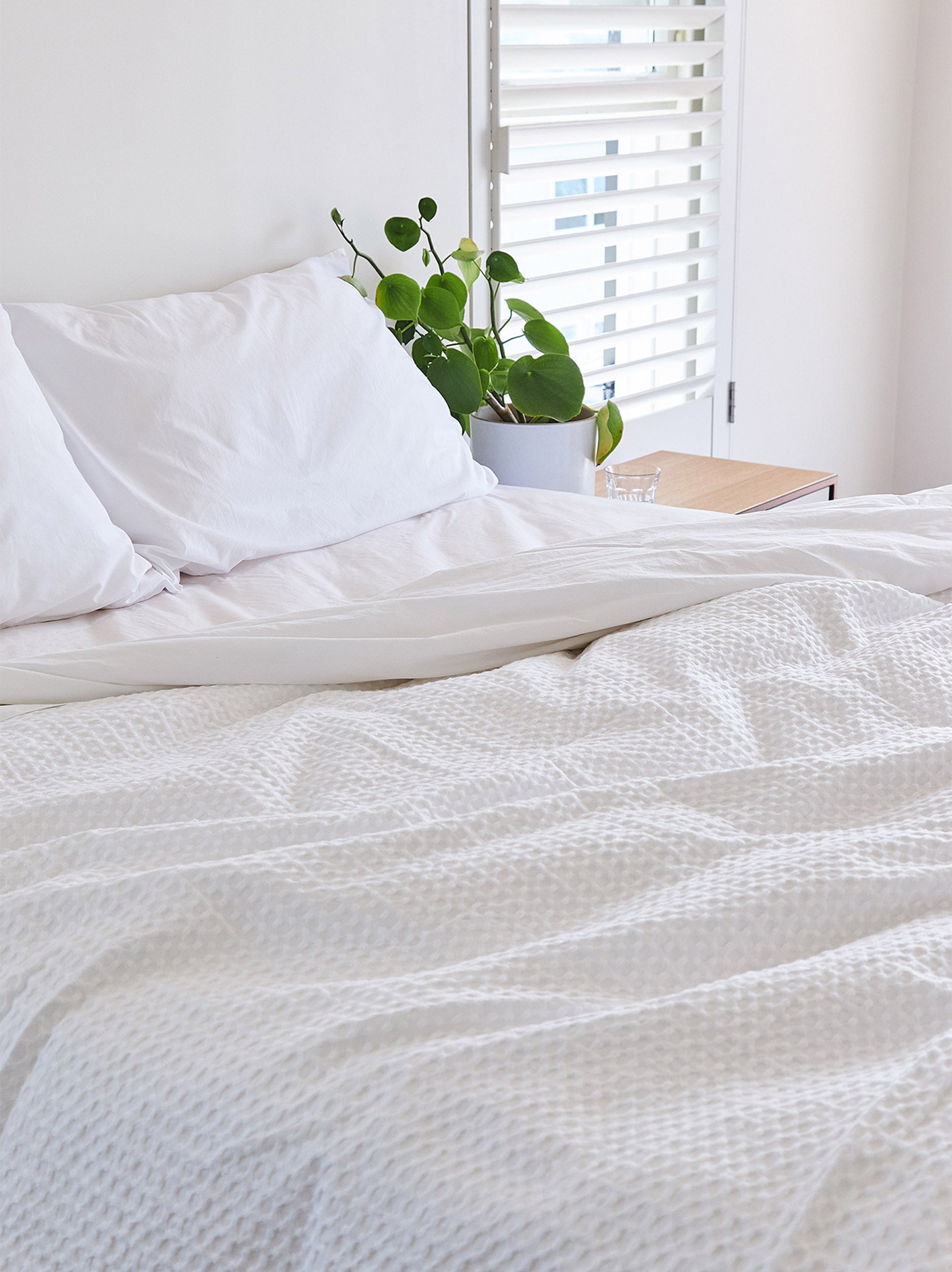 Waffle Organic Cotton Duvet Cover White / King Single/Double