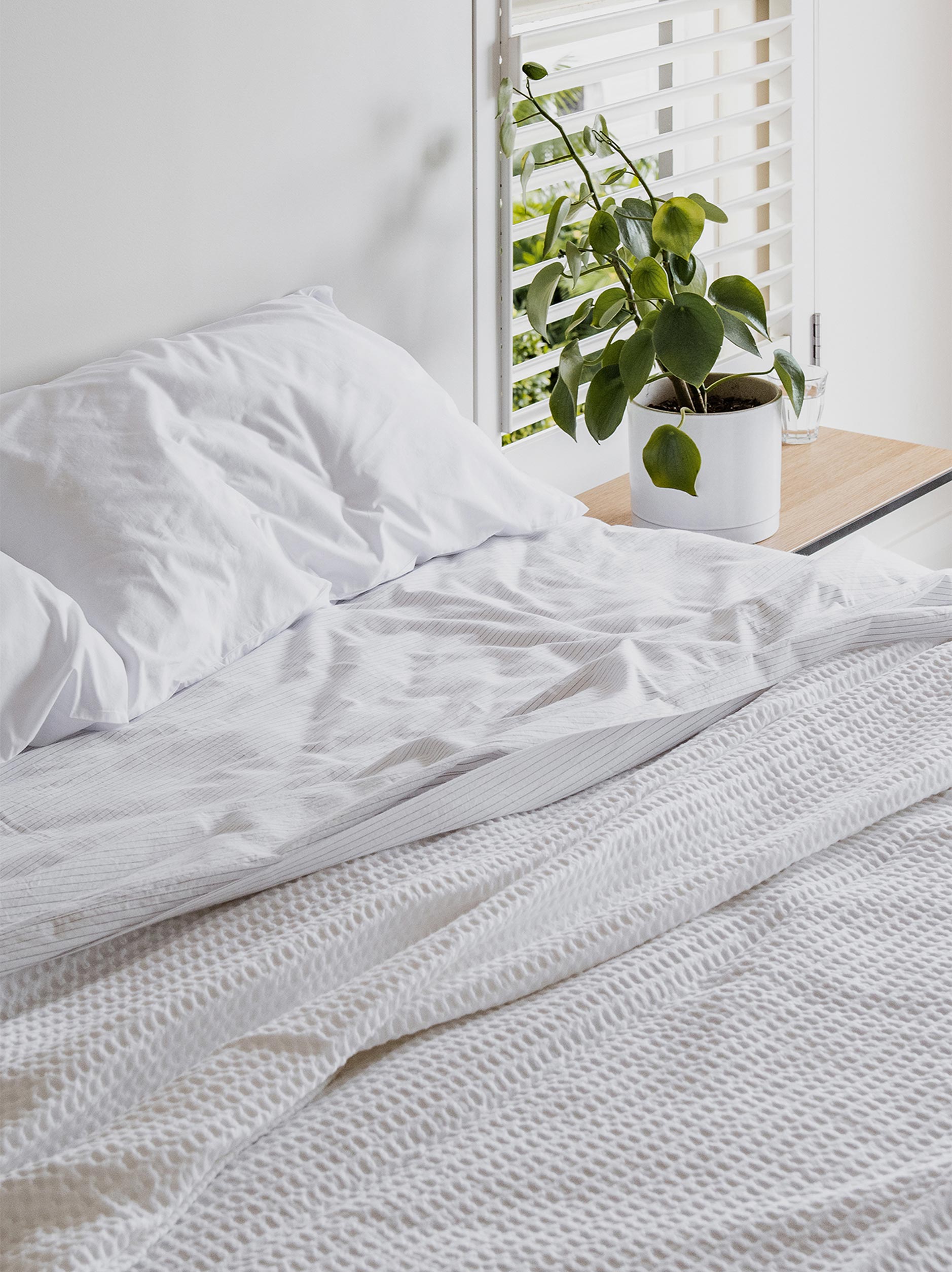Waffle Organic Cotton Duvet Cover White / Queen