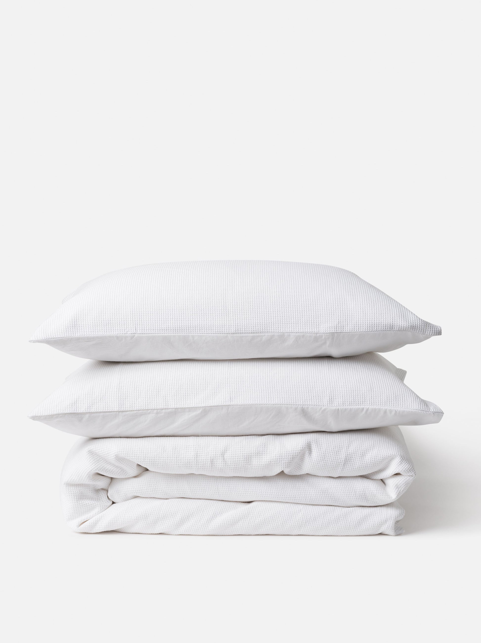 Mini Waffle Organic Cotton Duvet Cover White / Queen