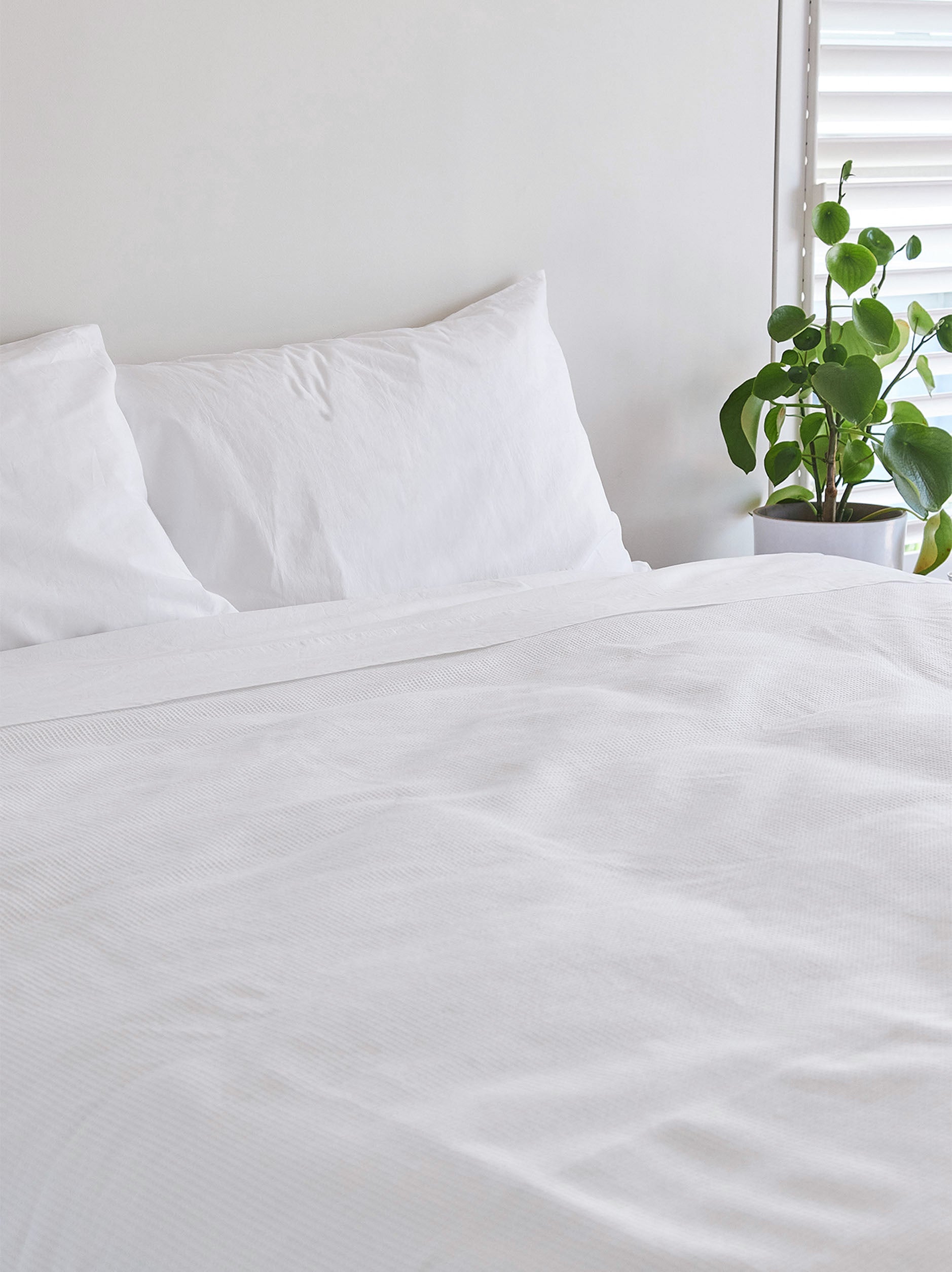 Mini Waffle Organic Cotton Duvet Cover White / Queen