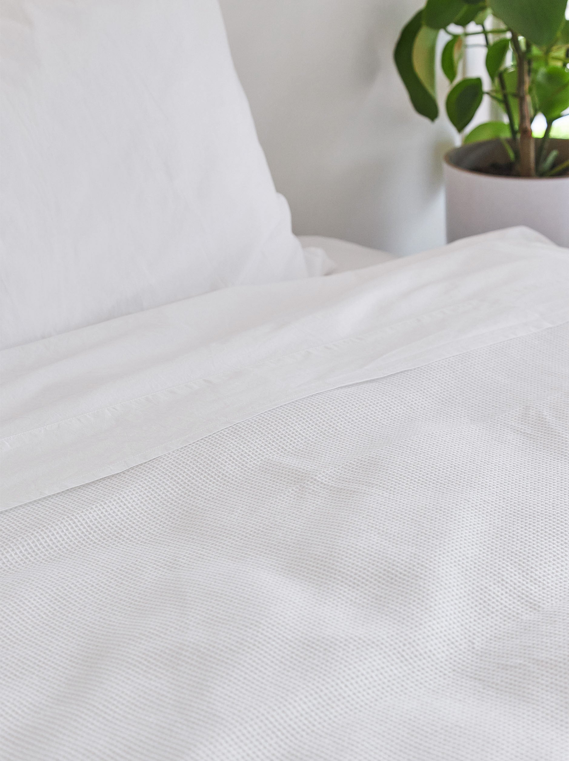 Mini Waffle Organic Cotton Duvet Cover White / Queen