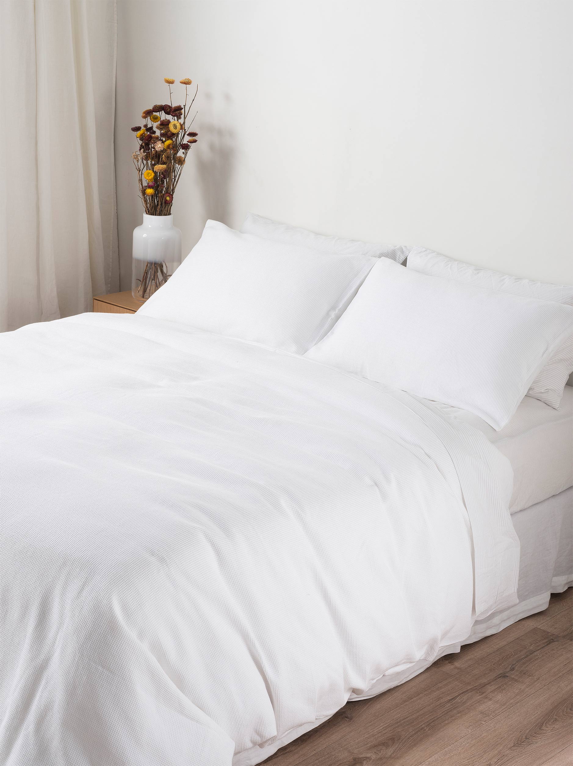 Mini Waffle Organic Cotton Duvet Cover White / Super King