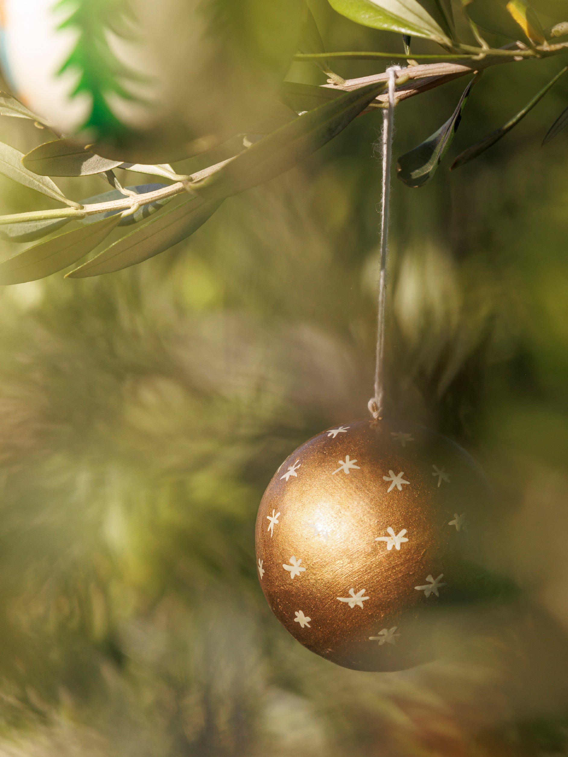Hand-Painted Baubles S/4 Cream/Gold / One Size