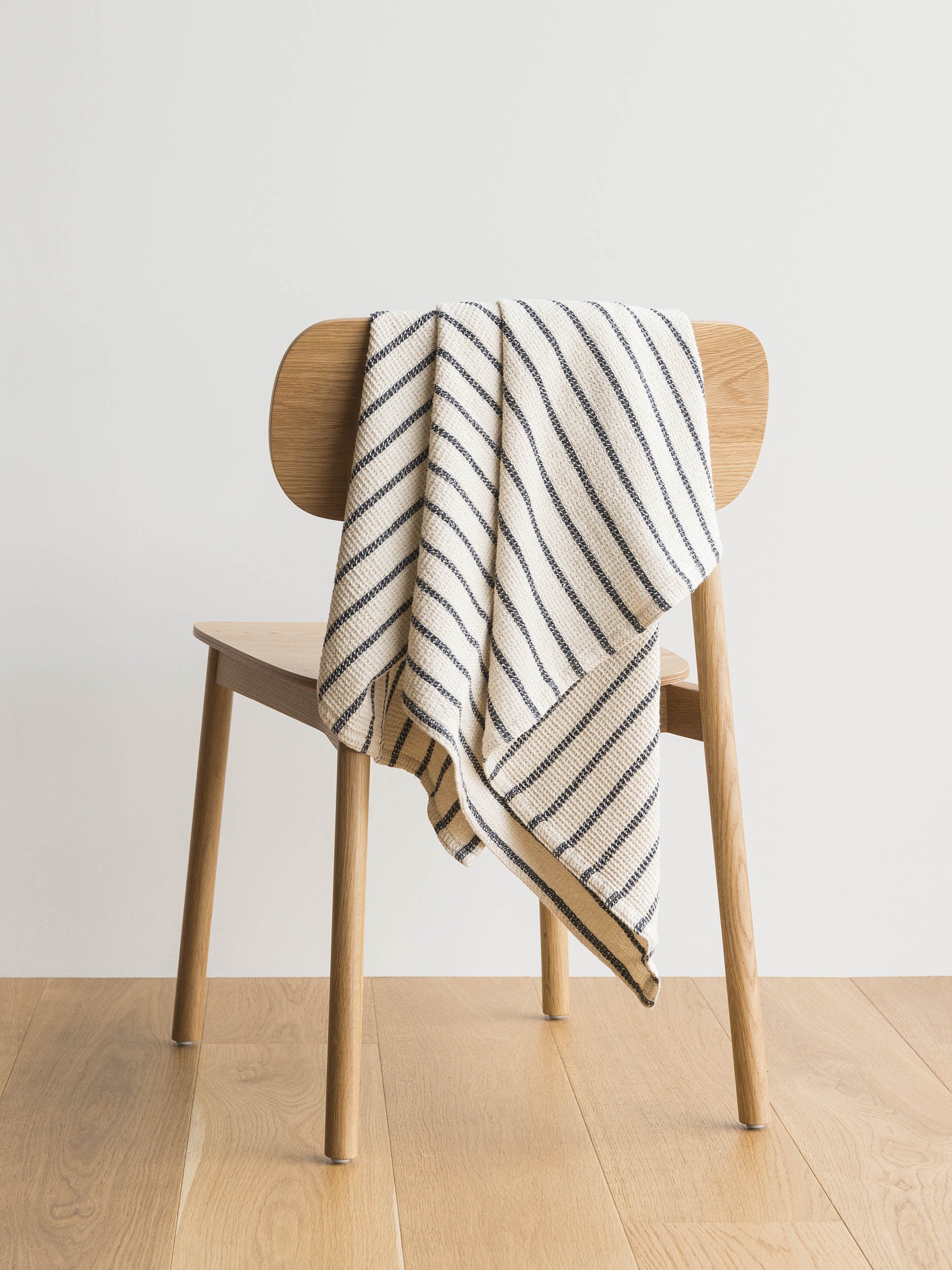 Stripe Waffle Bath Towel Natural/Navy / Bath Towel