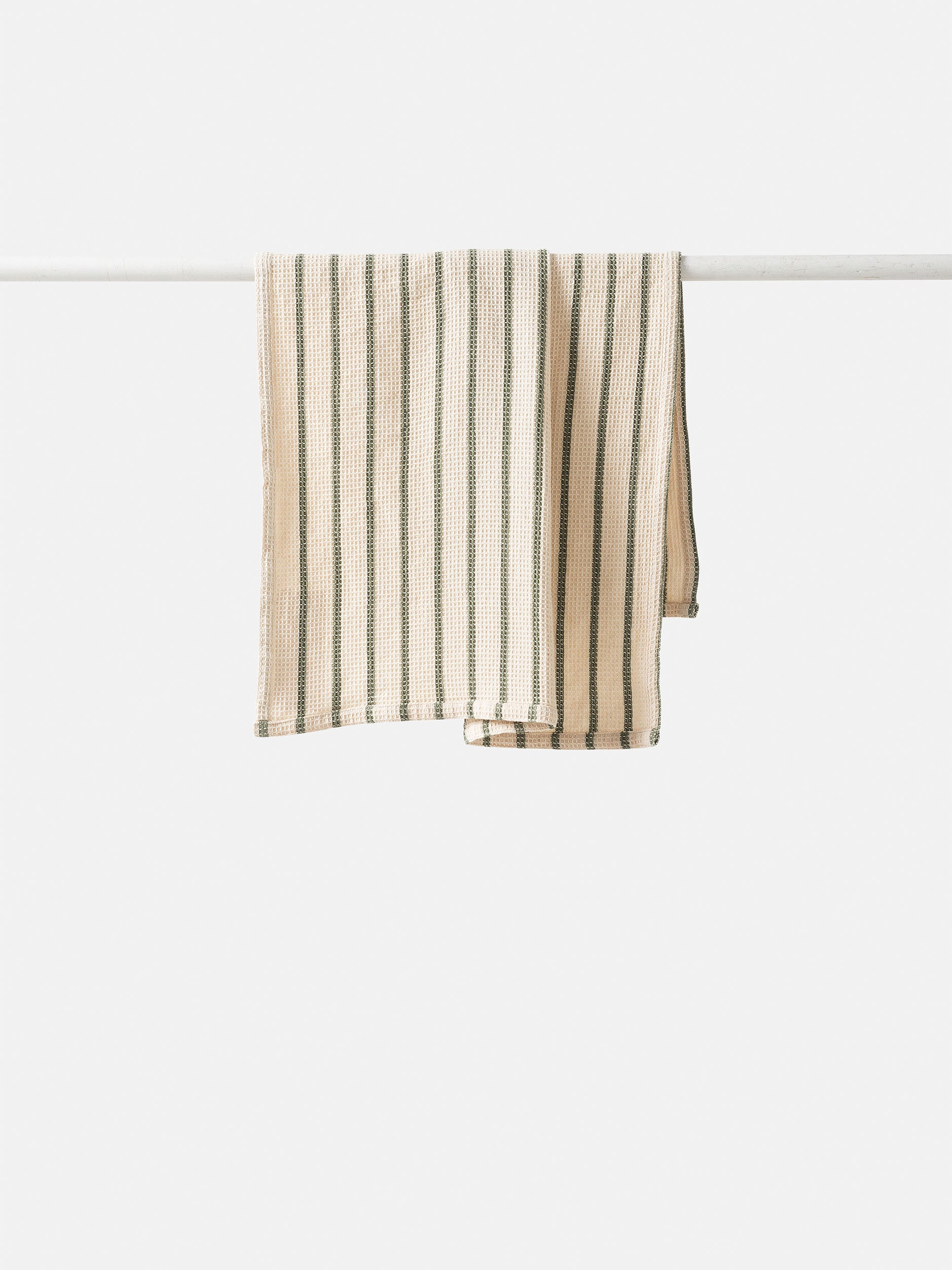 Stripe Waffle Hand Towel Natural/Olive / Hand Towel