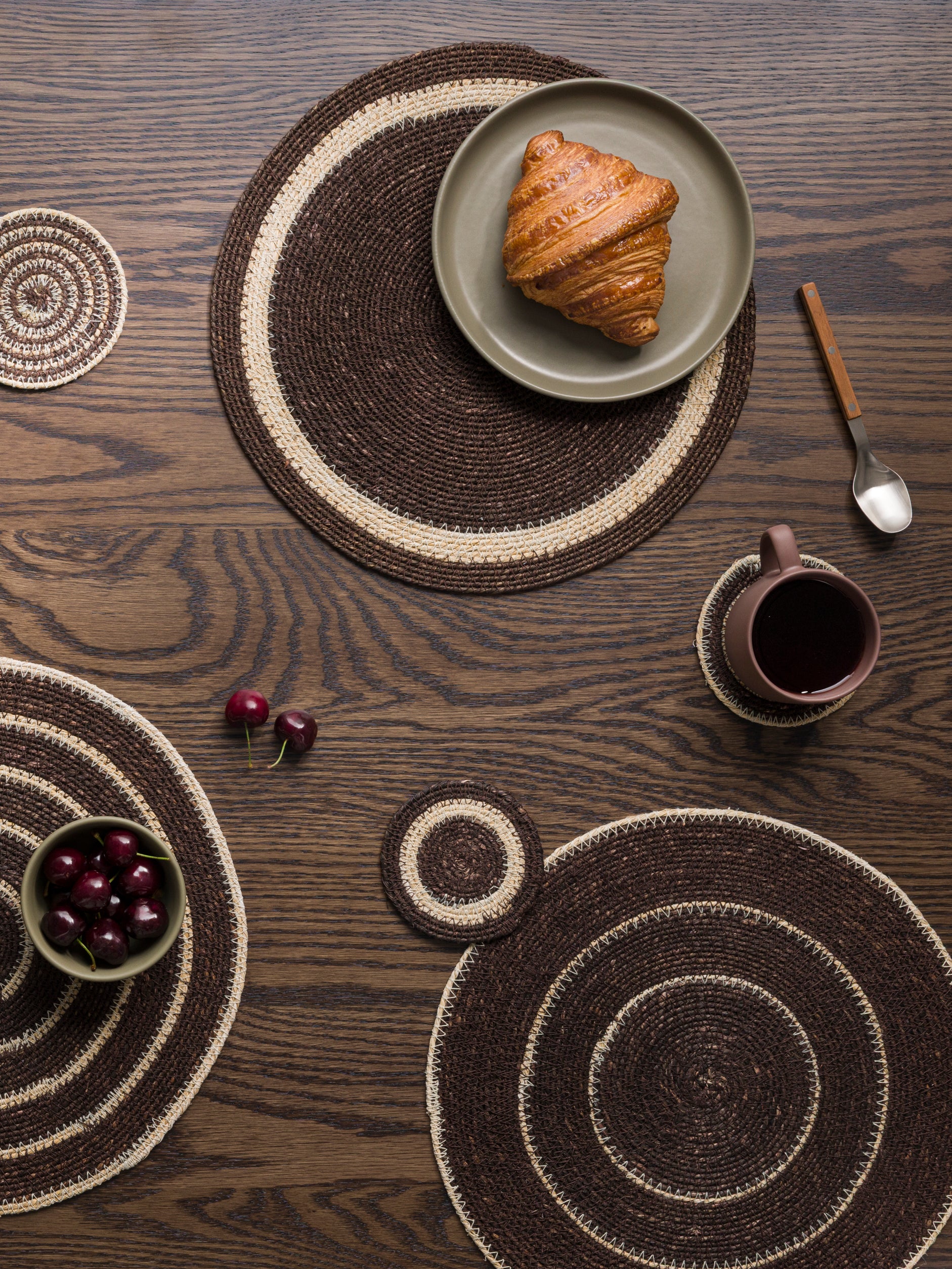Agora Woven Placemat Set/4 Rye/Natural / 34cmdia