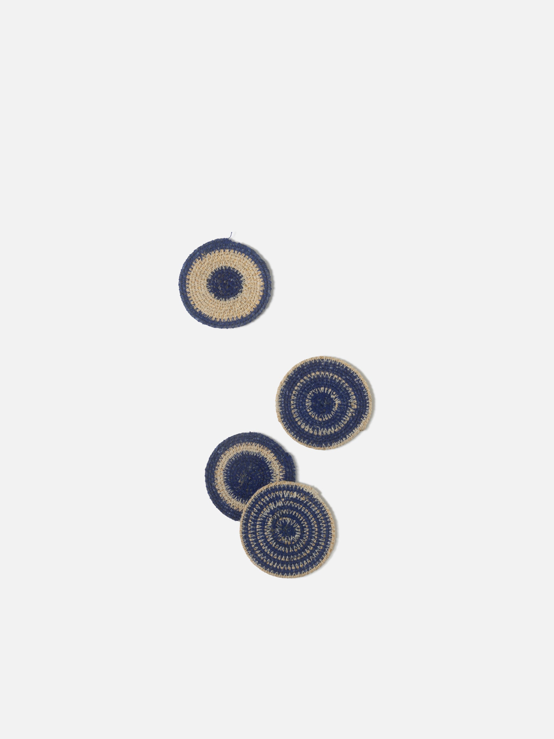 Agora Woven Coaster Set/4 Cobalt/Natural / 10cmdia