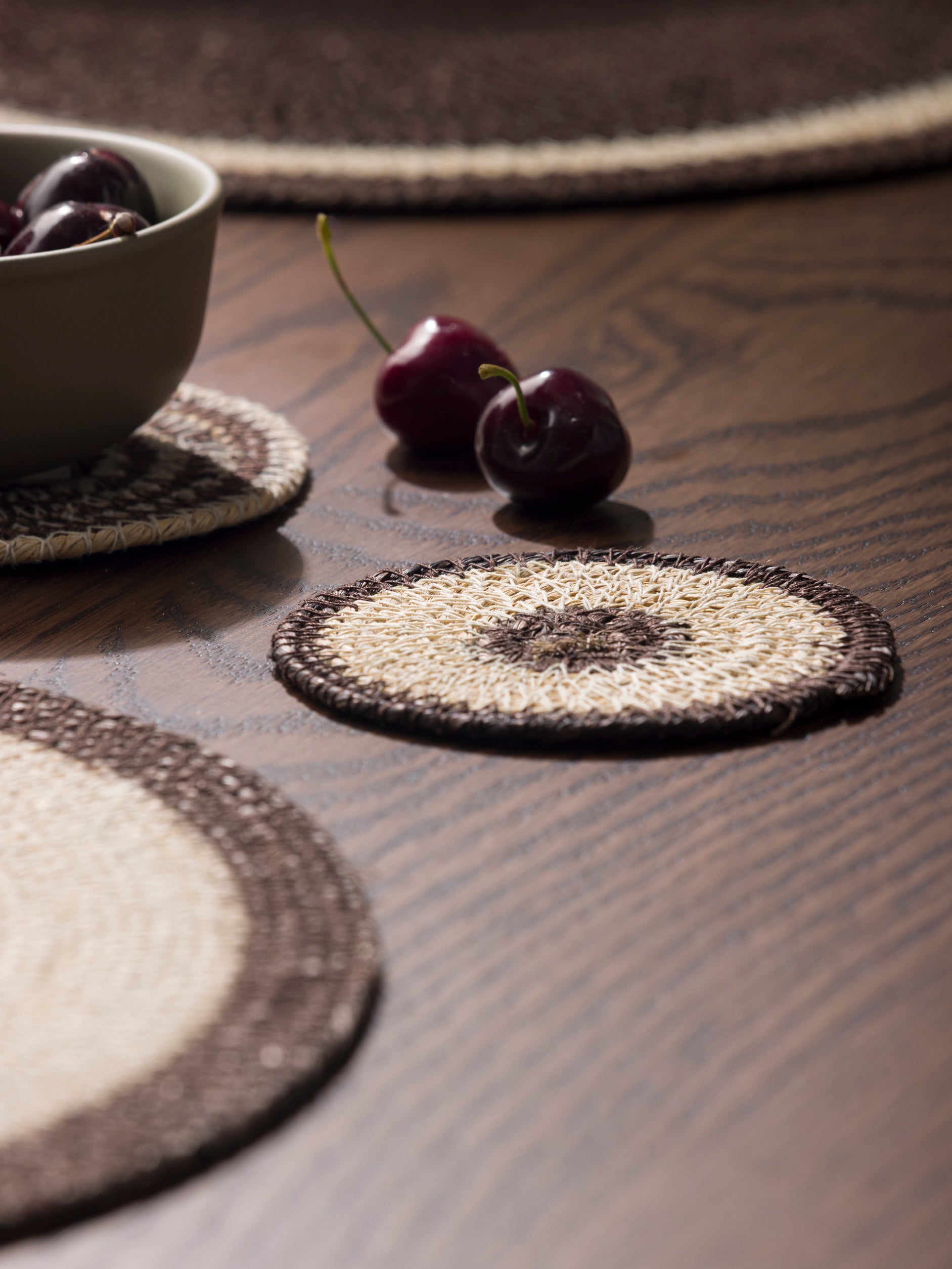 Agora Woven Coaster Set/4 Rye/Natural / 10cmdia