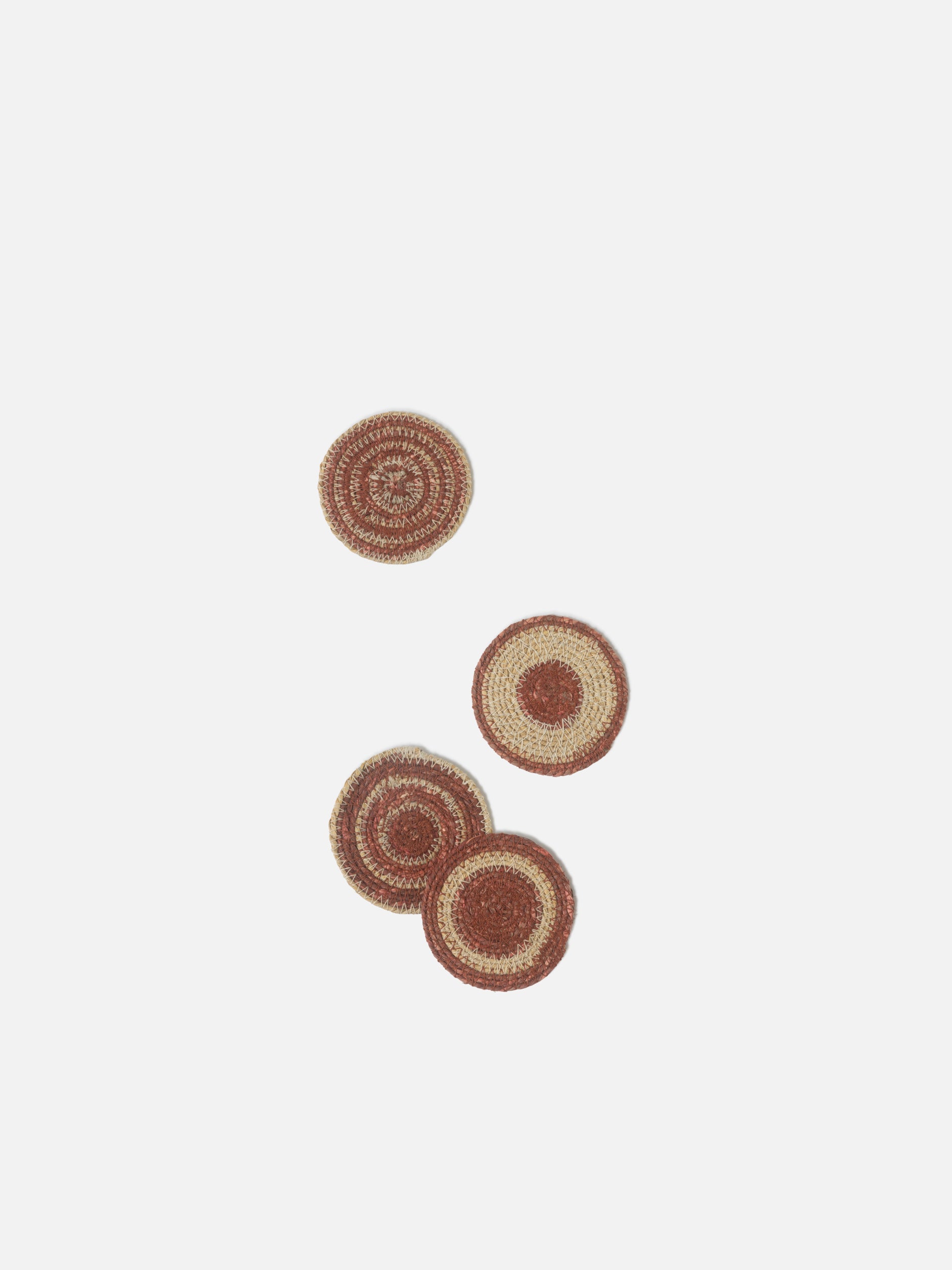 Agora Woven Coaster Set/4 Cherry/Natural / 10cmdia