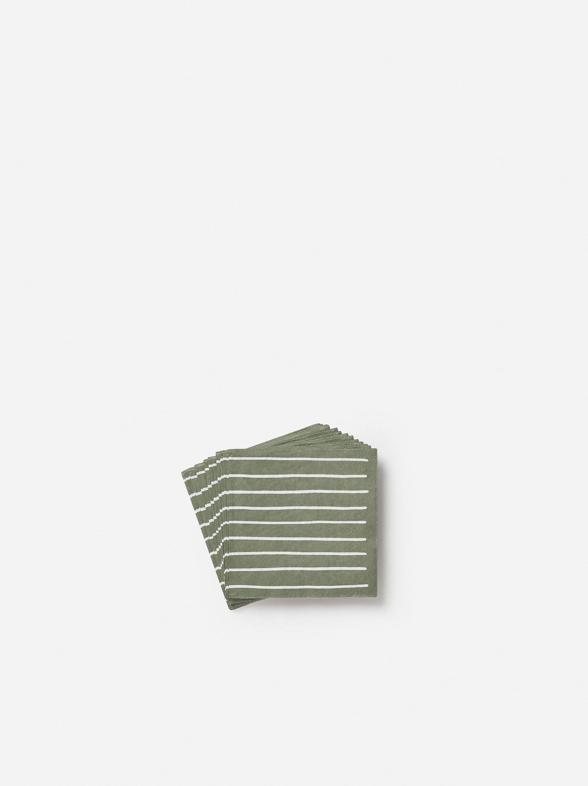 Stripe Cocktail Napkin Pack/20 Olive/White / 25x25cm