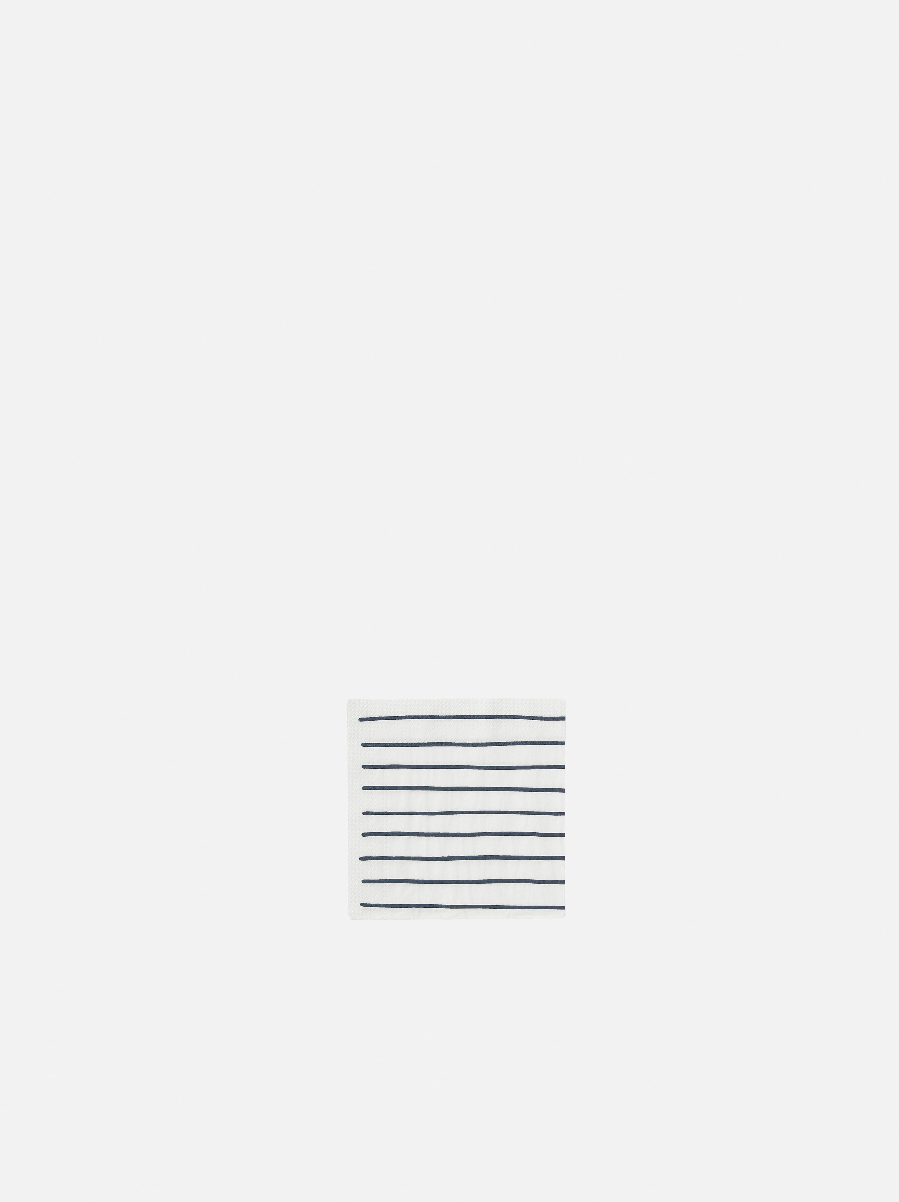 Stripe Cocktail Napkin Pack/20 White/Navy / 25x25cm