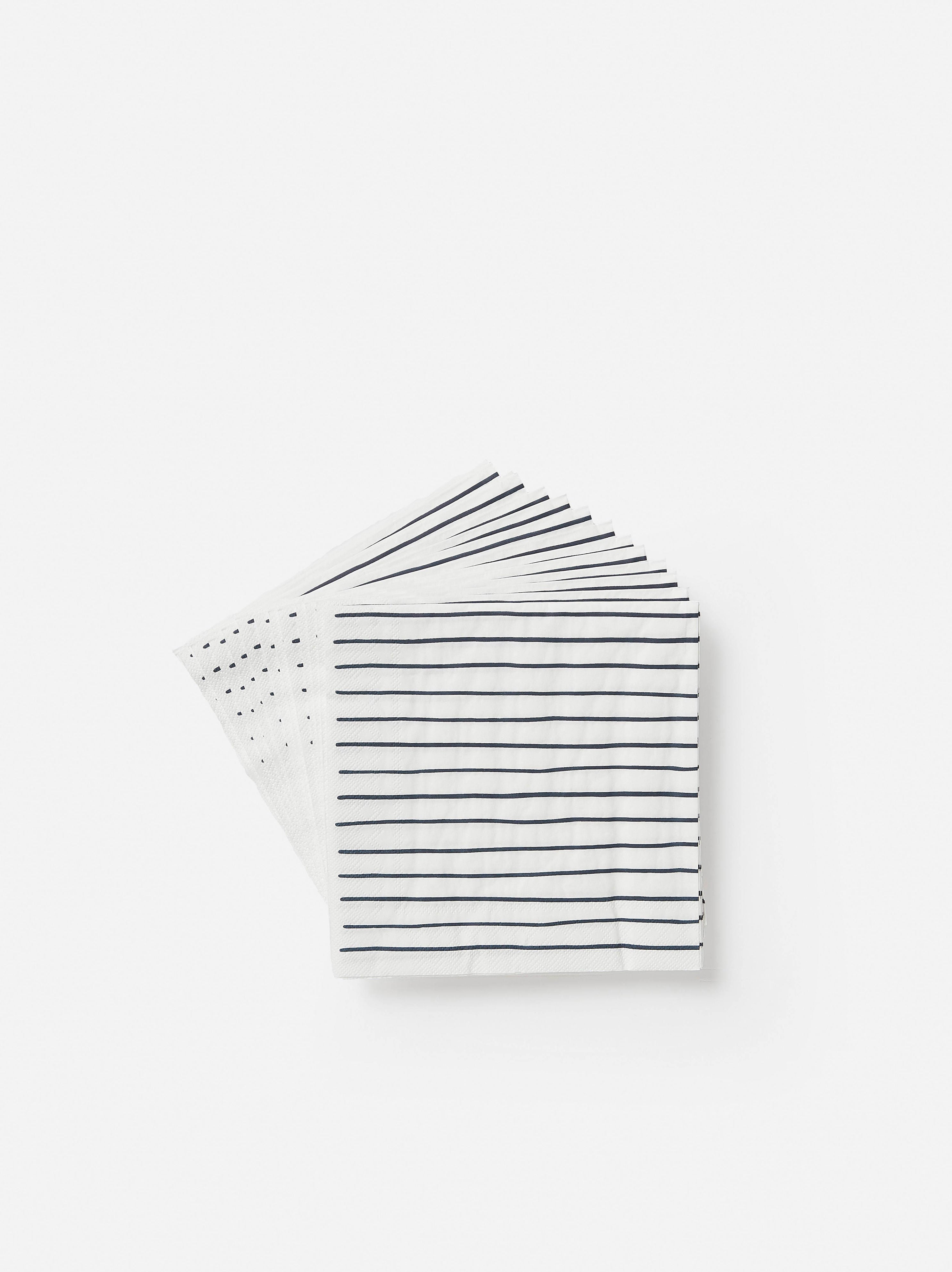 Stripe Dinner Napkin Pack/20 White/Navy / 40x40cm
