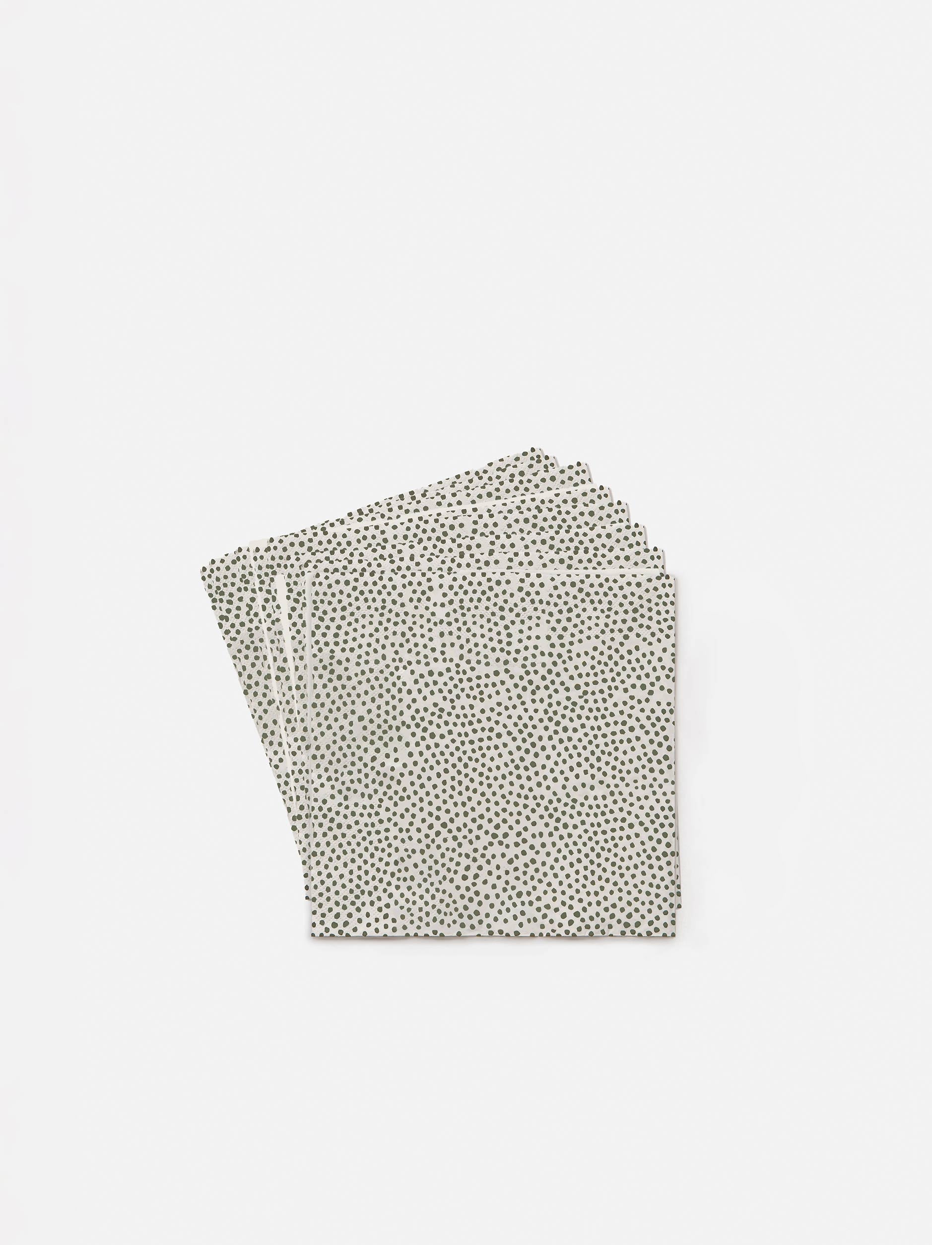 Pois Dinner Napkin Pack/20 White/Olive / 40x40cm