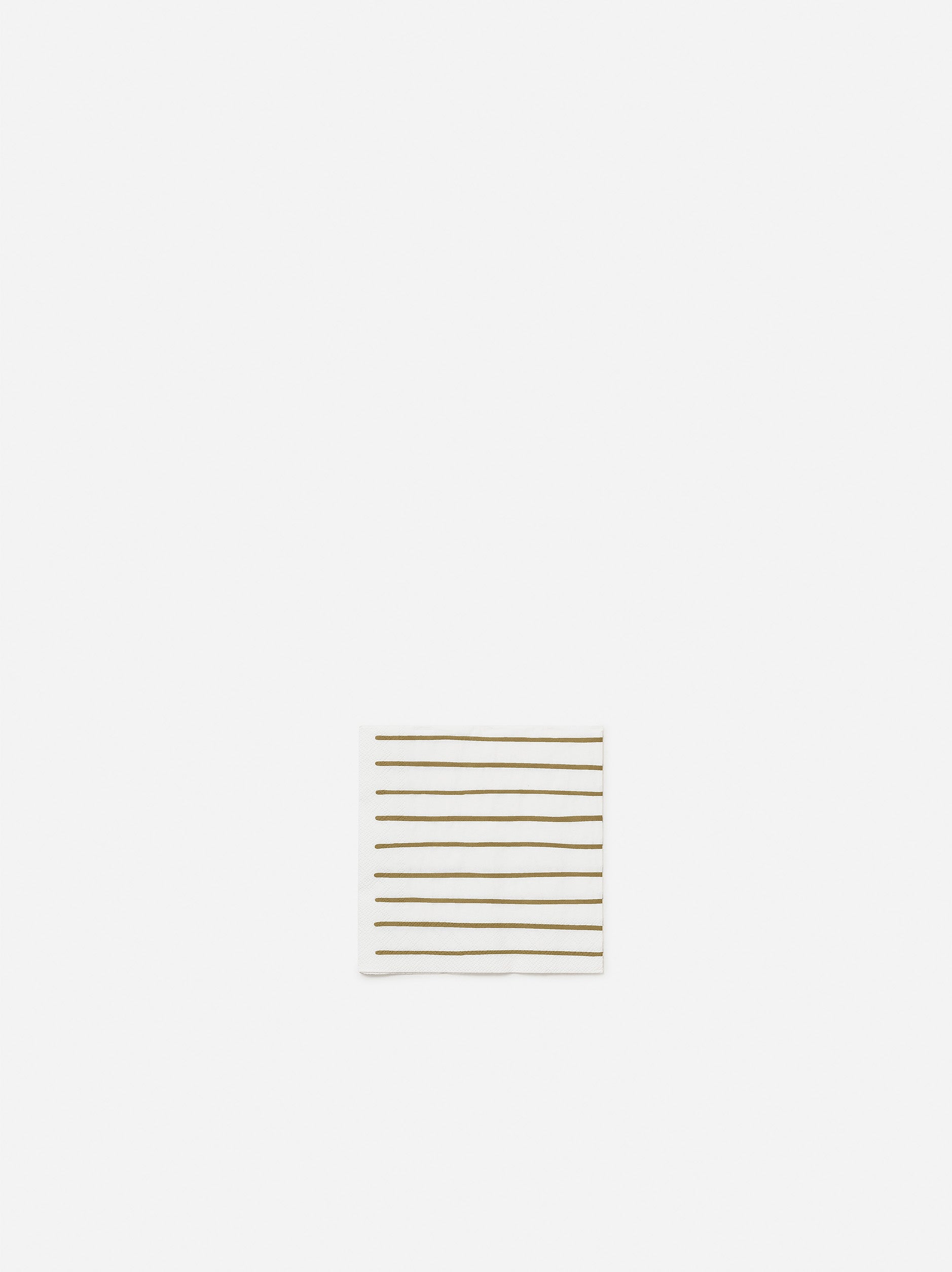 Stripe Cocktail Napkin Pack/20 White/Mustard / 25x25cm