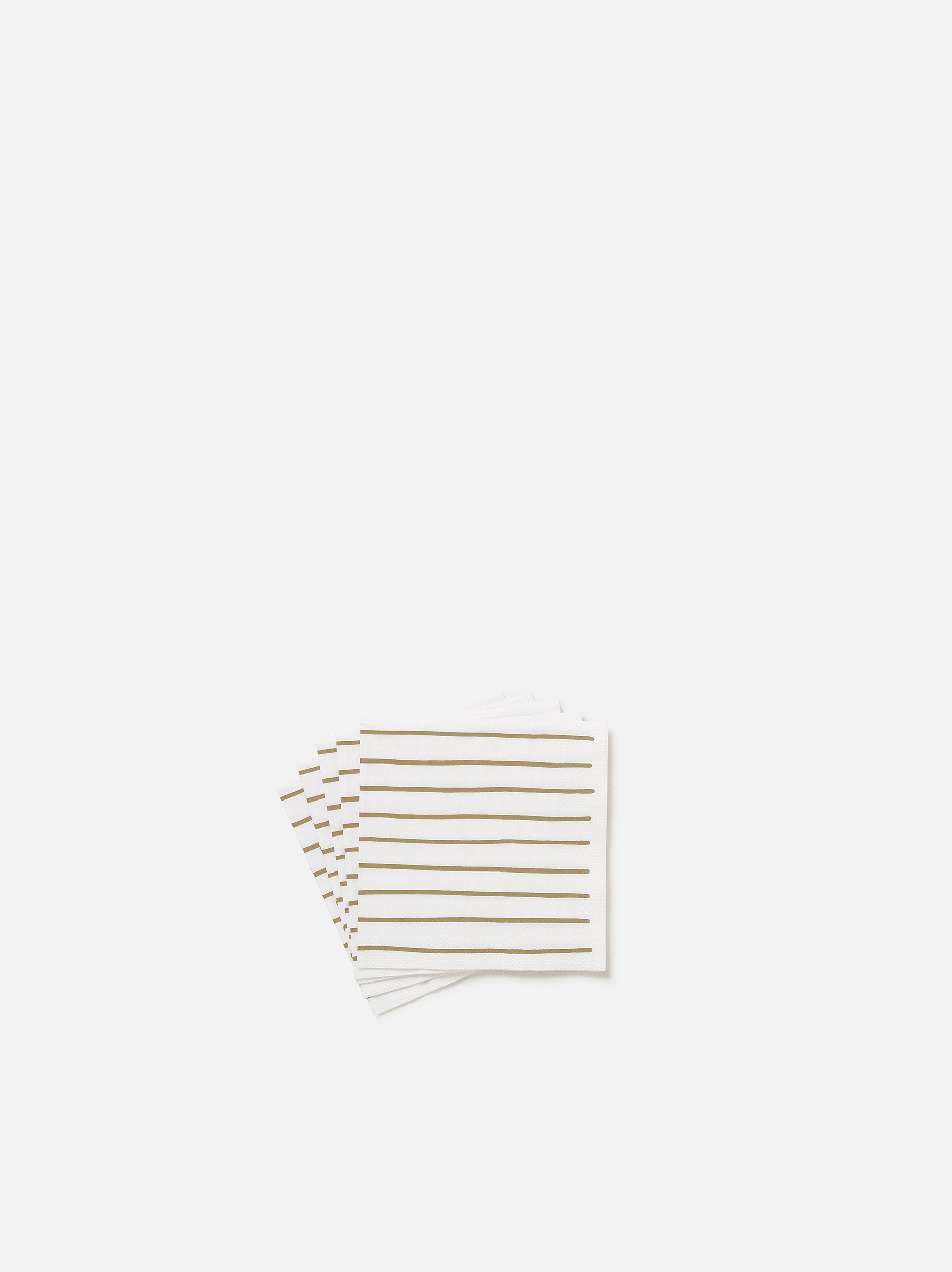 Stripe Cocktail Napkin Pack/20 White/Mustard / 25x25cm