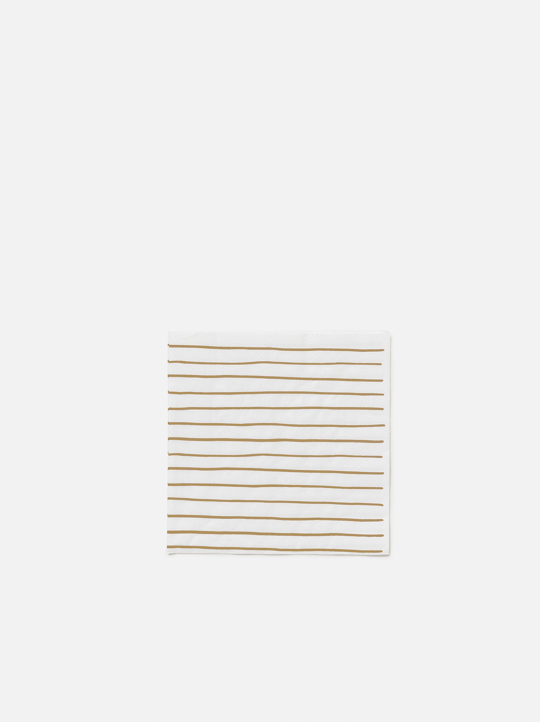 Stripe Dinner Napkin Pack/20 White/Mustard / 40x40cm