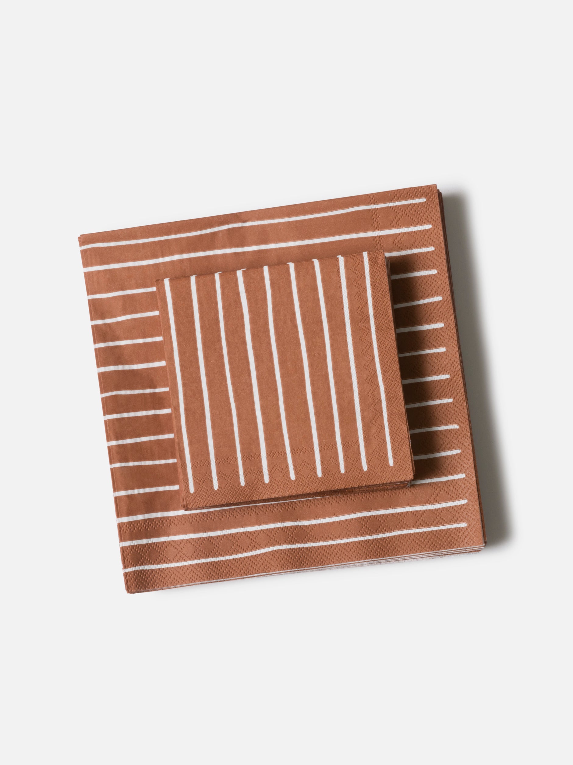 Stripe Dinner Napkin Pack/20 Brick/White / Large