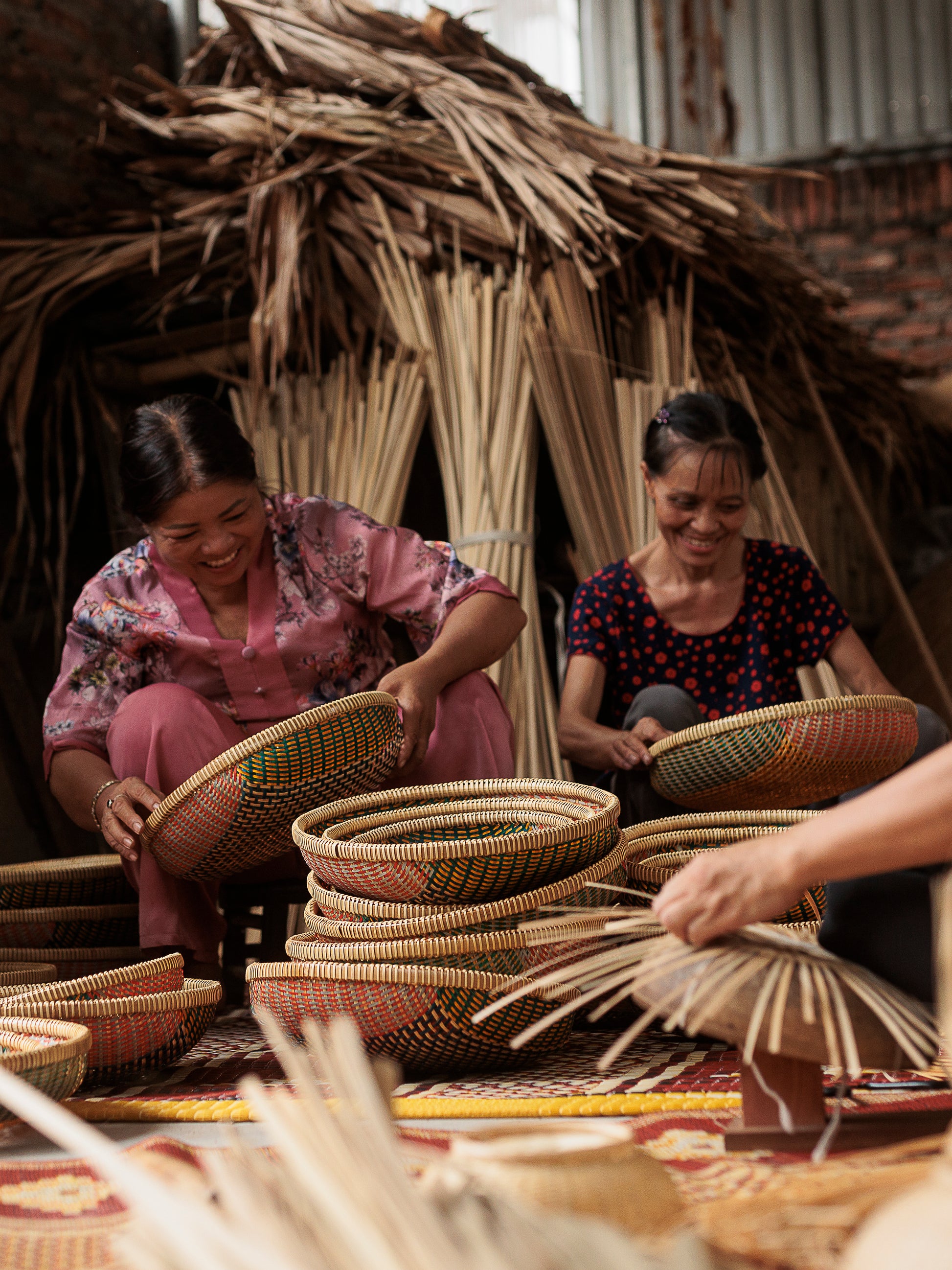 Thao Woven Basket Blue/Multi / Large