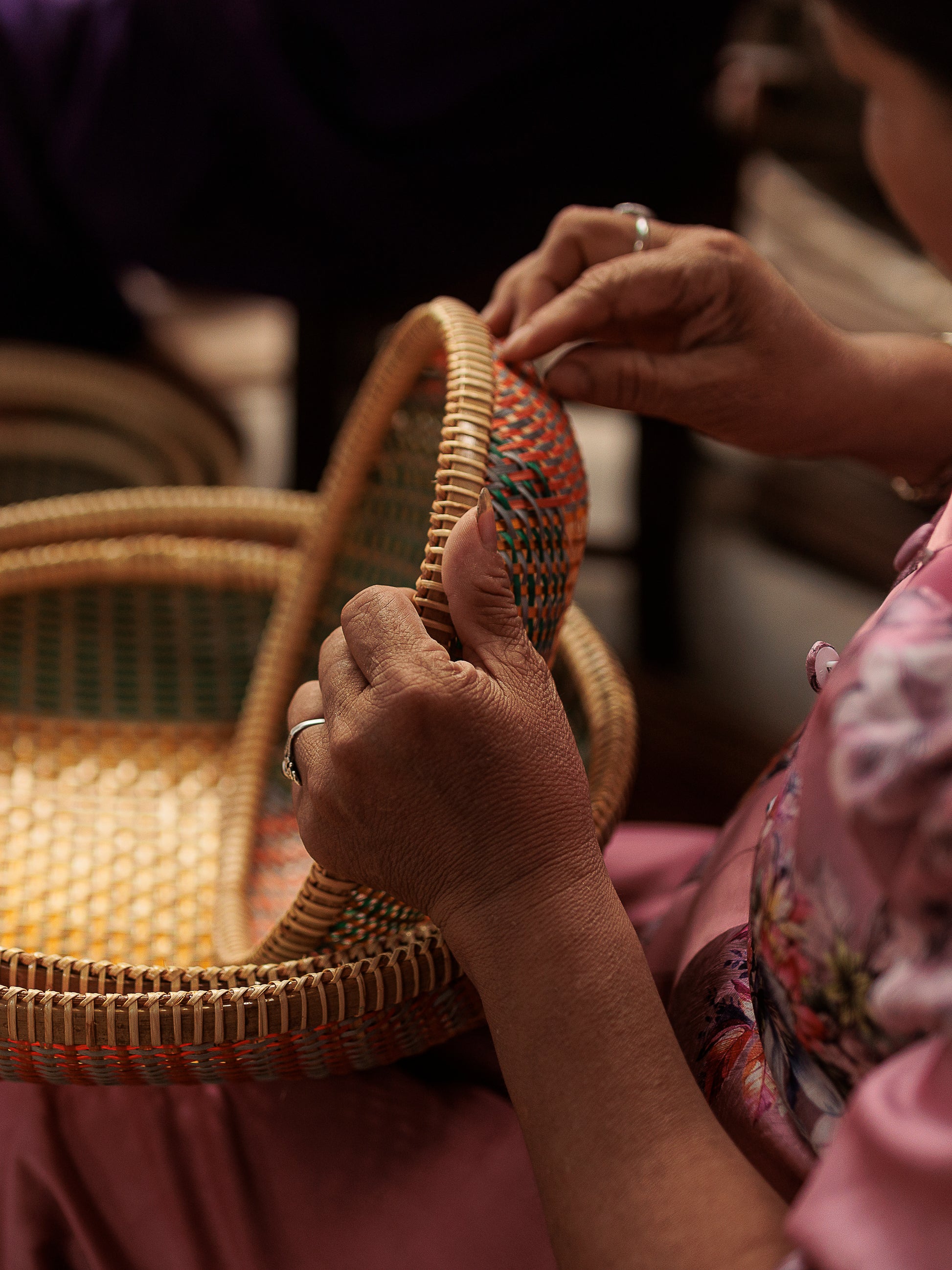 Thao Woven Basket Yellow/Multi / Large