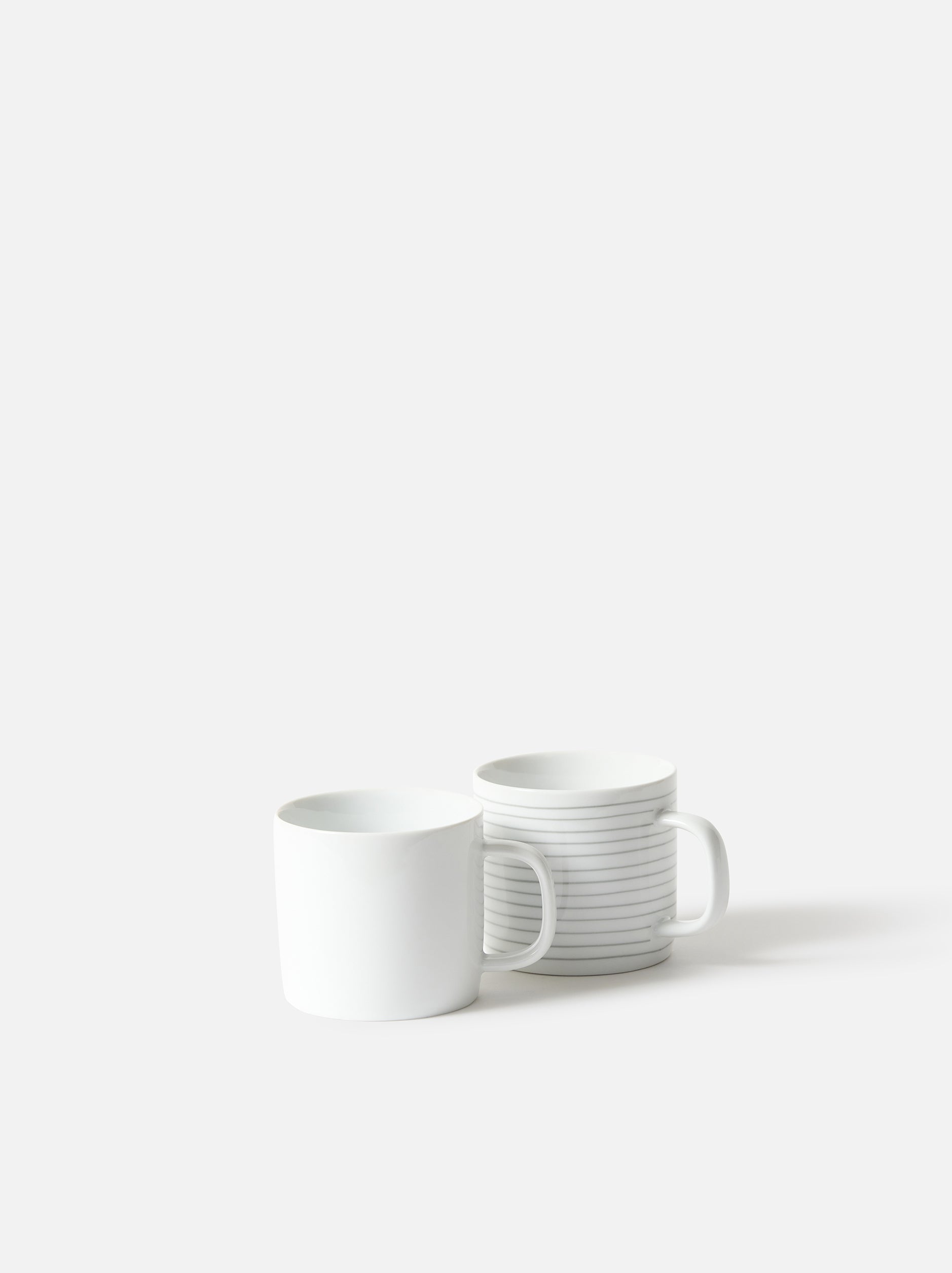 Porcelain Stripe Coffee Cup Set/4 Grey/White / One Size