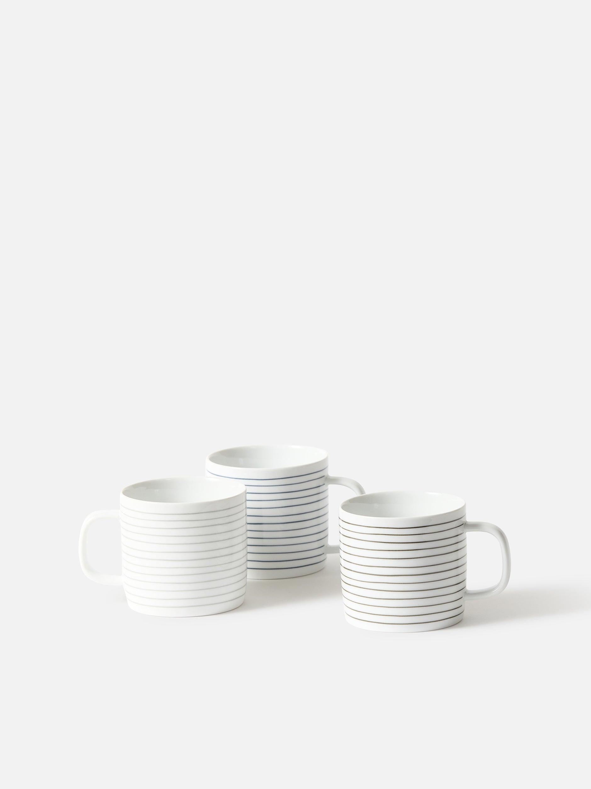 Porcelain Stripe Coffee Cup Set/4 Navy/White / One Size